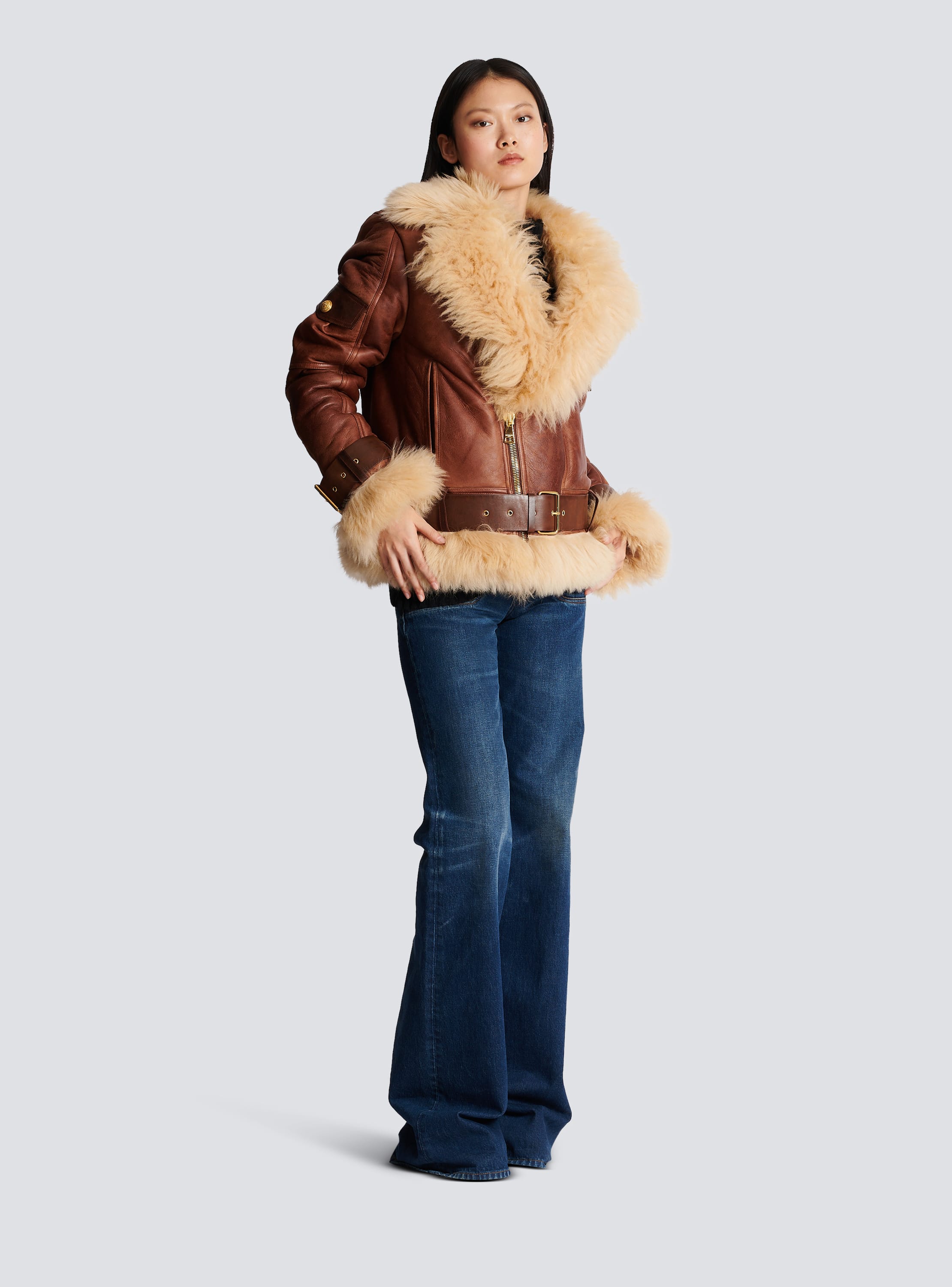 Aviator hot sale sheepskin jacket