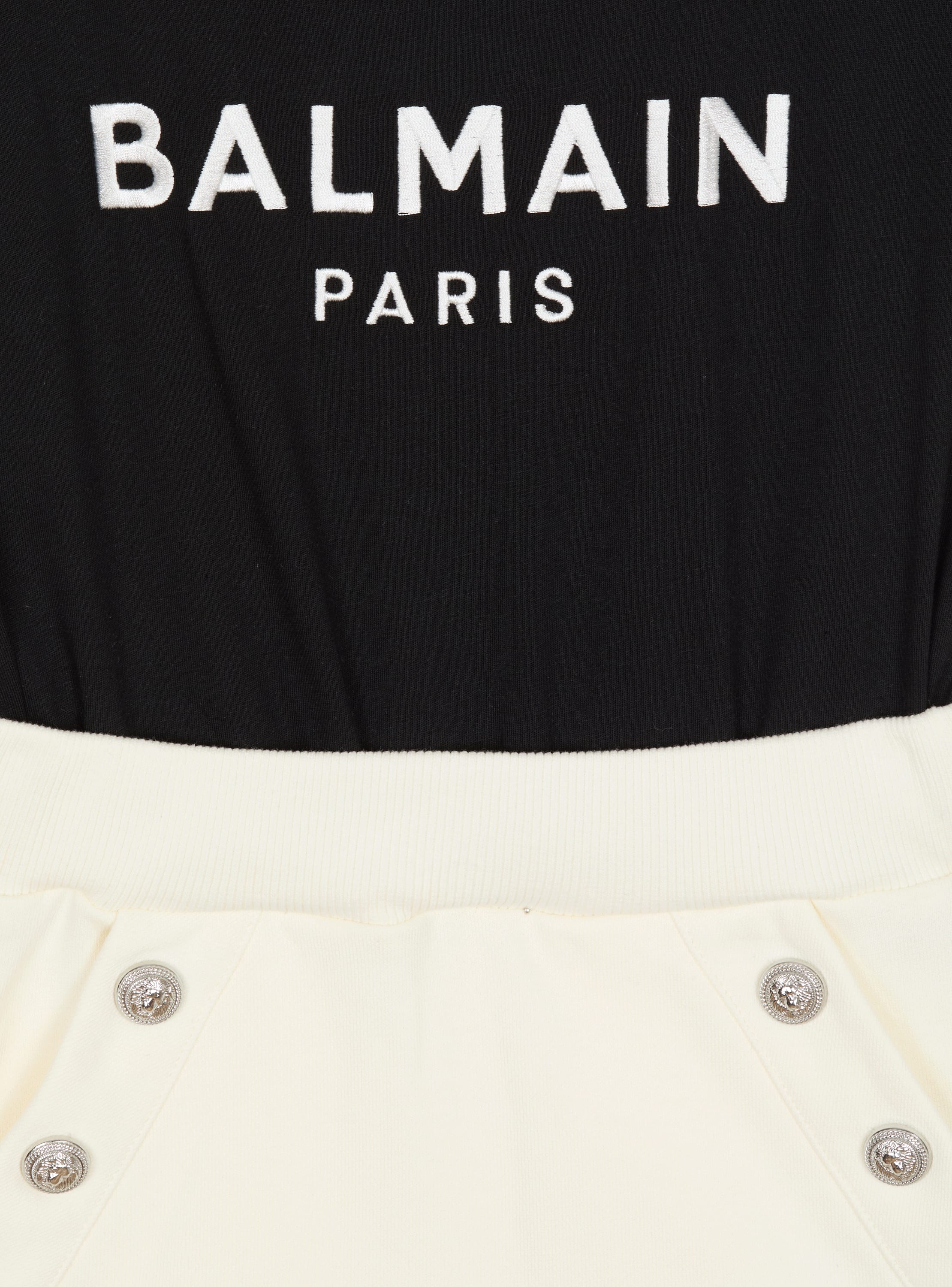 Two-tone optical illusion dress with buttons - Child | BALMAIN Two-tone optical illusion dress with buttons - Child | BALMAIN