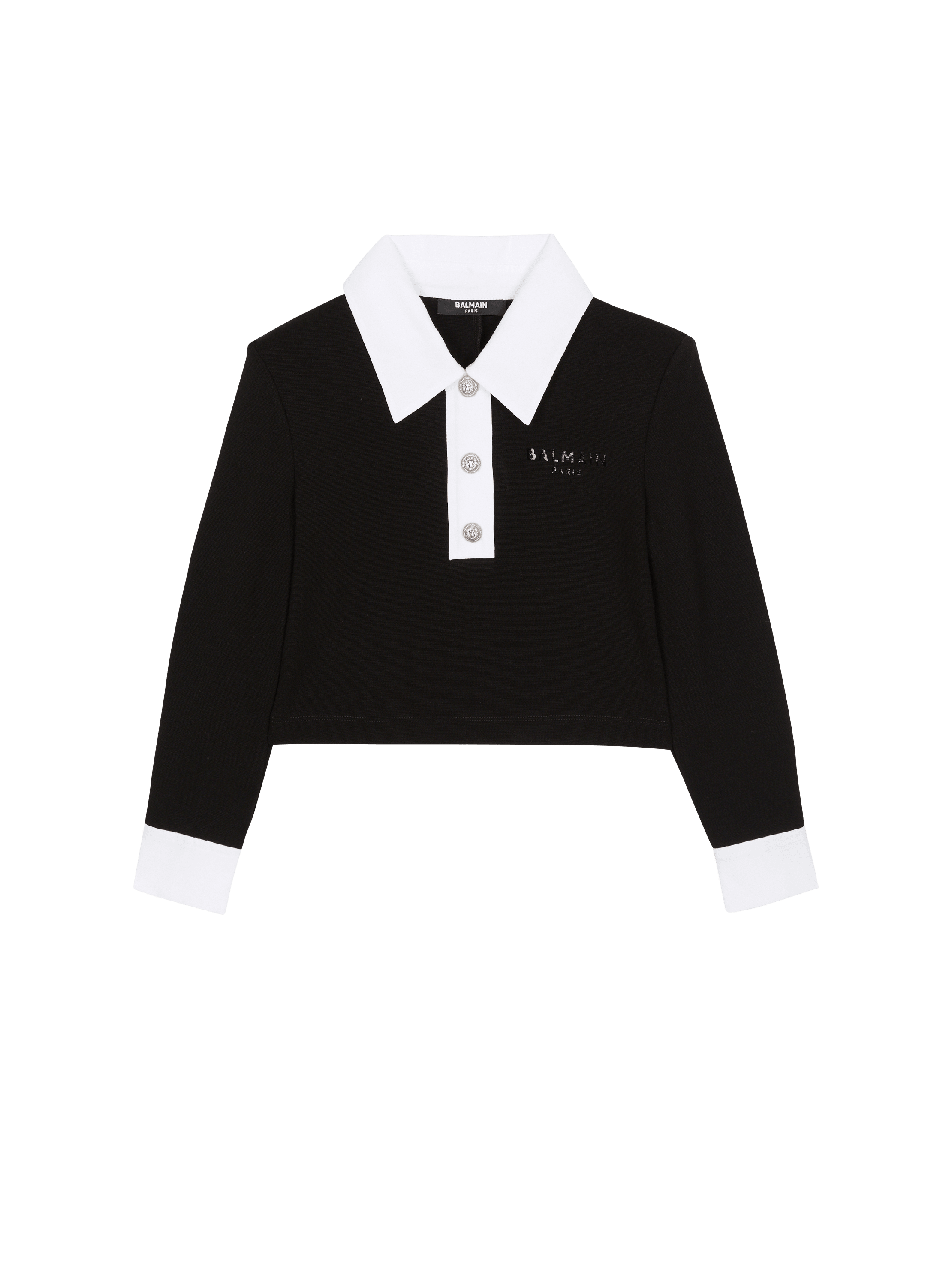 Sudadera bicolor con cuello polo Balmain Paris