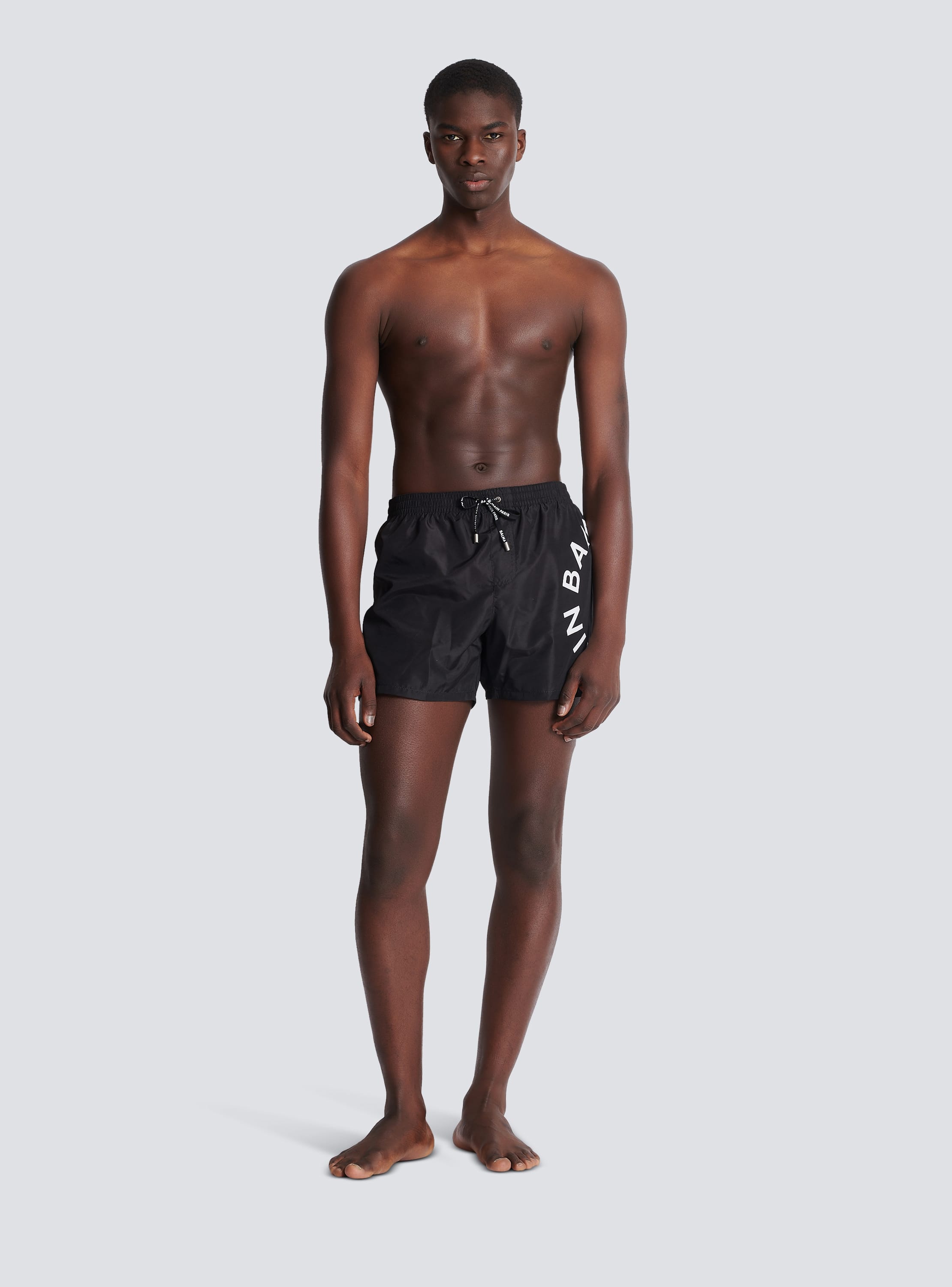 Balmain Black Printed Swim Shorts