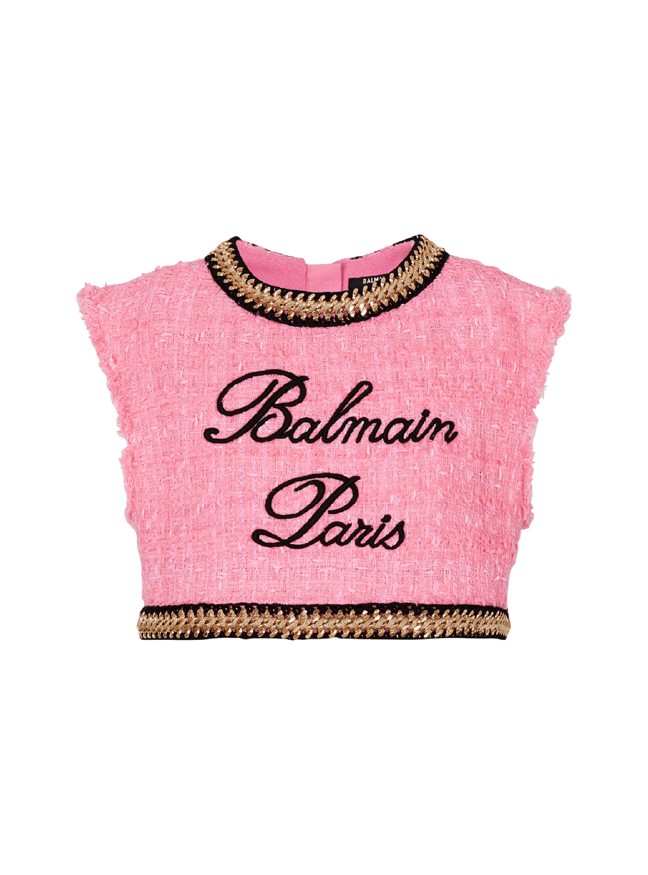 Chanel Pink Ribbed Logo Crop Top