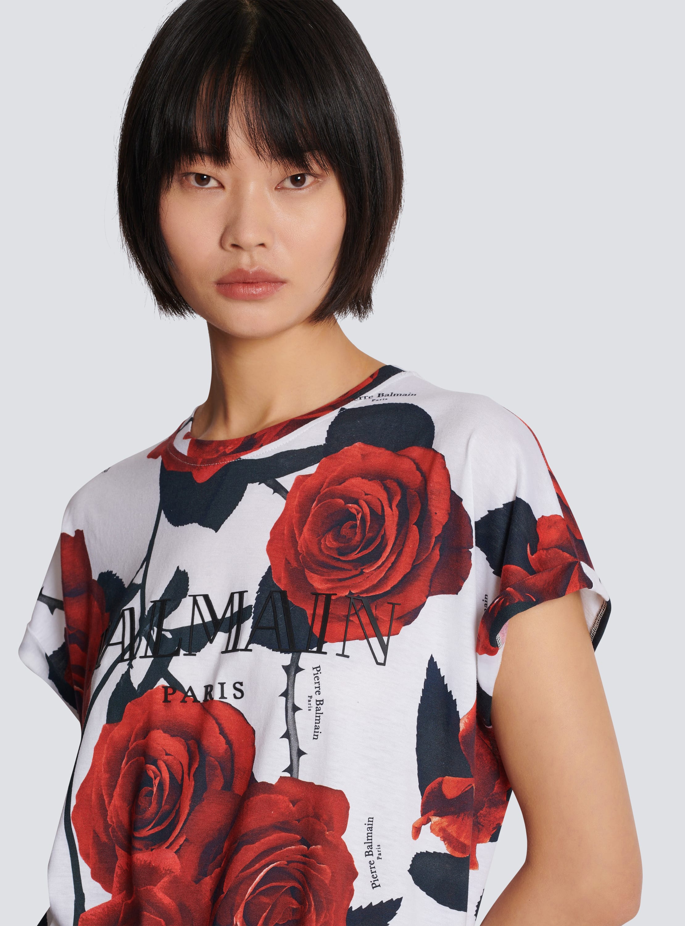 Vintage Balmain T-shirt with Red Roses print