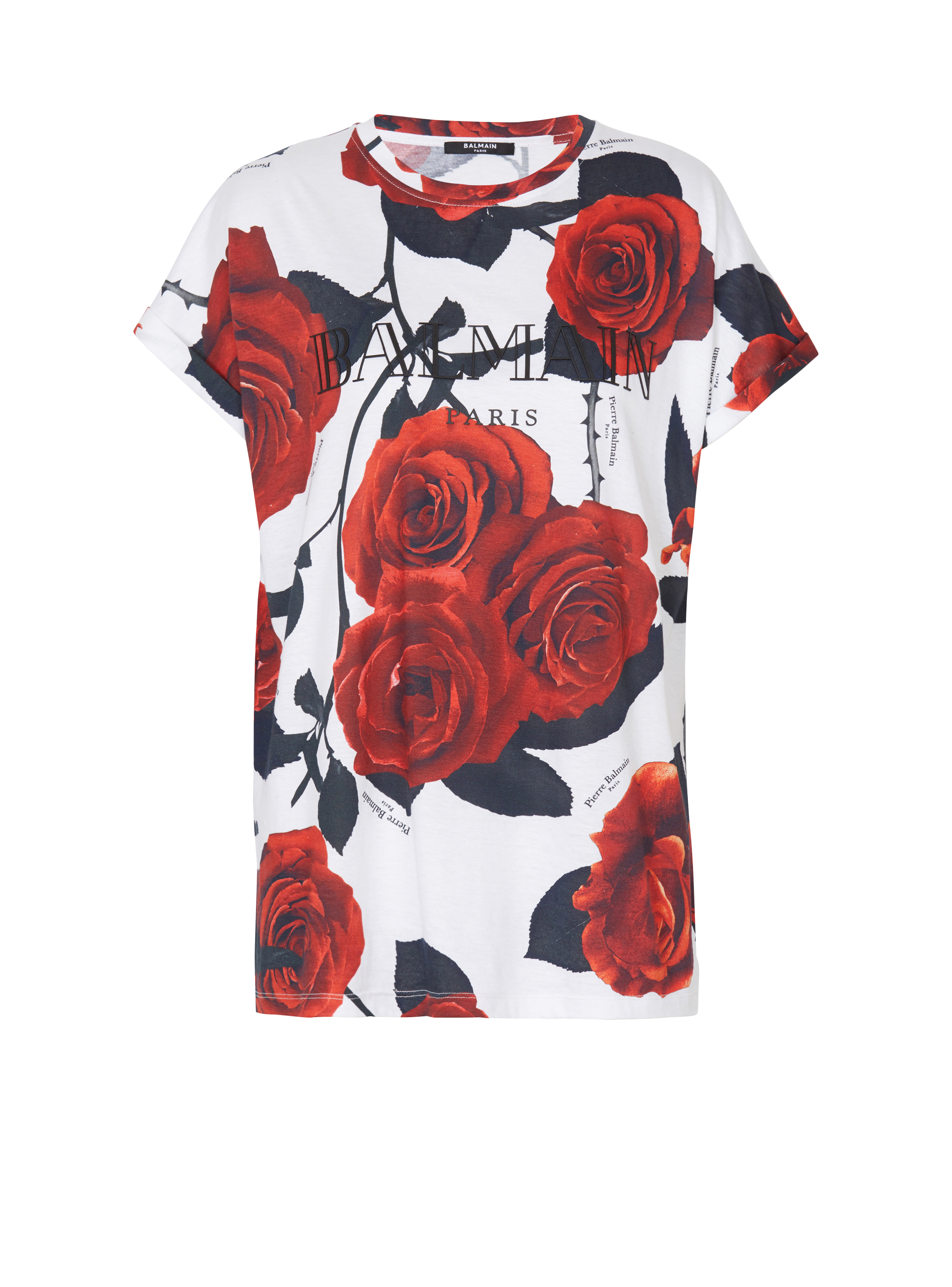 T-shirt Balmain Vintage con stampa rose rosse