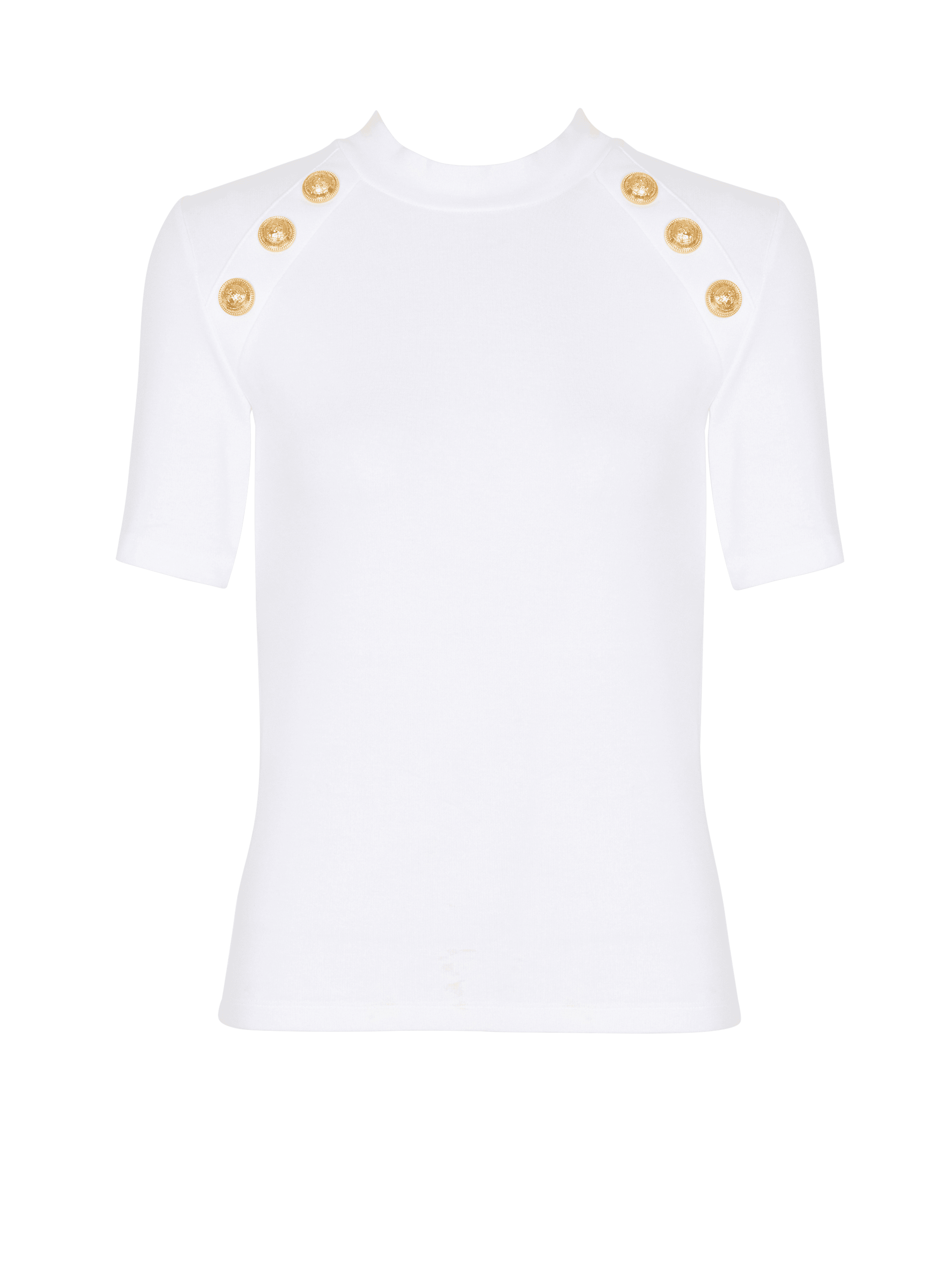 T-Shirt mit sechs Knöpfen aus Strick