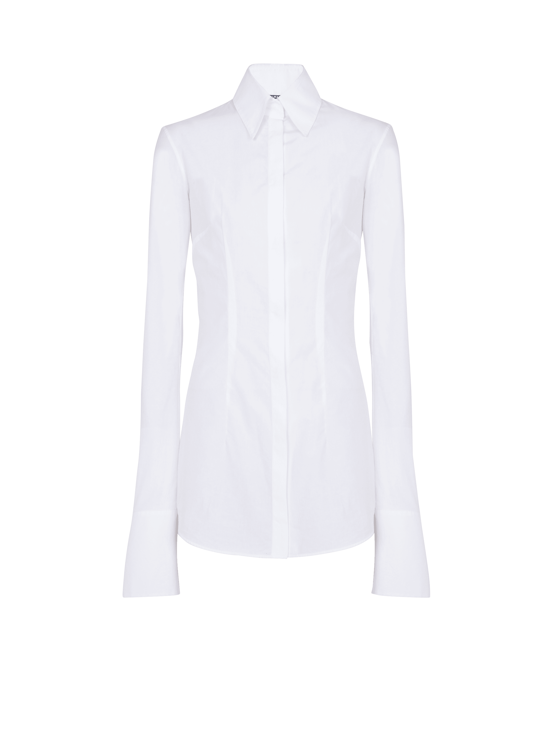 Fitted poplin shirt, white, hi-res
