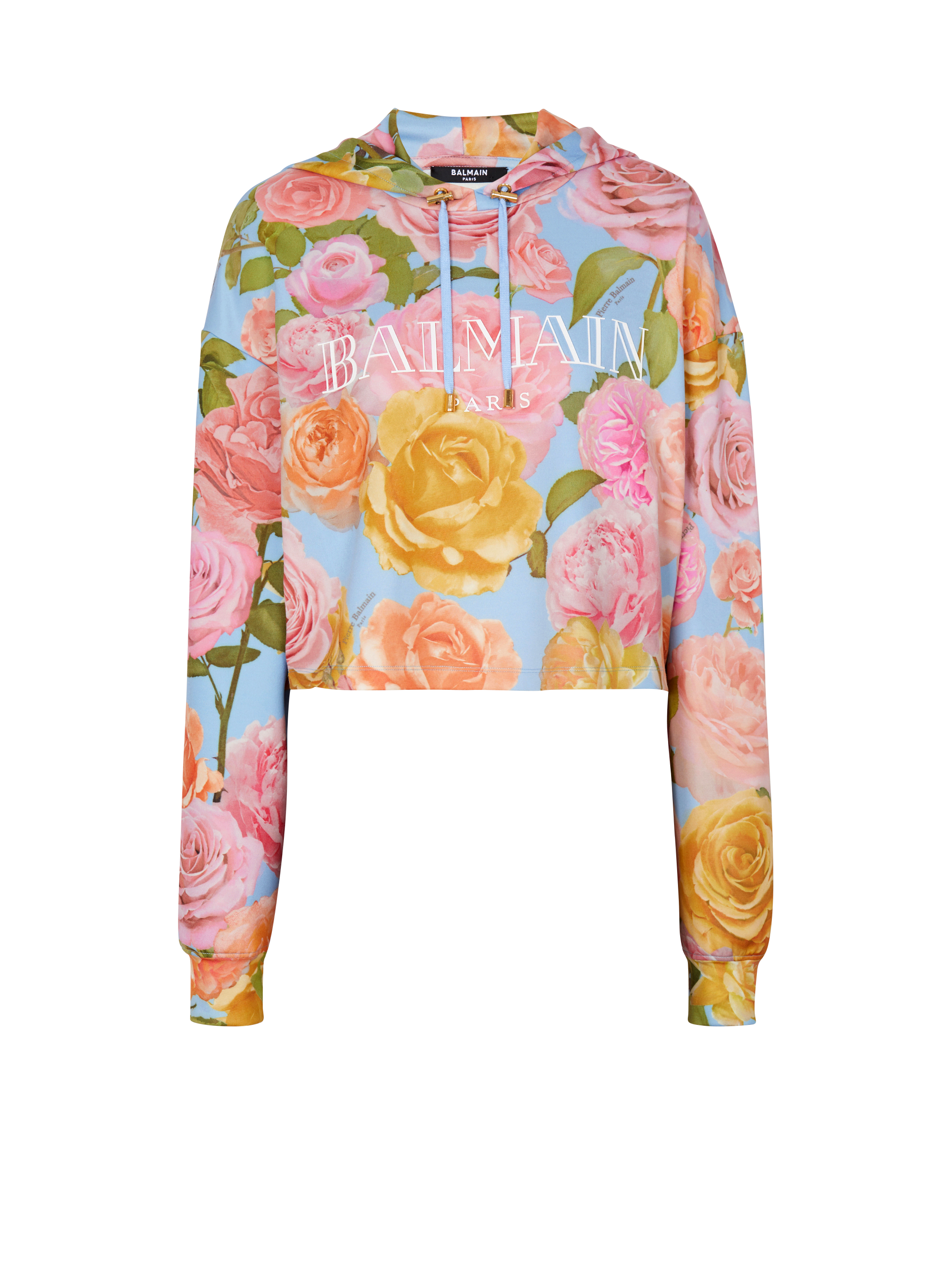 Vintage Balmain hoodie with Pastel Roses print 