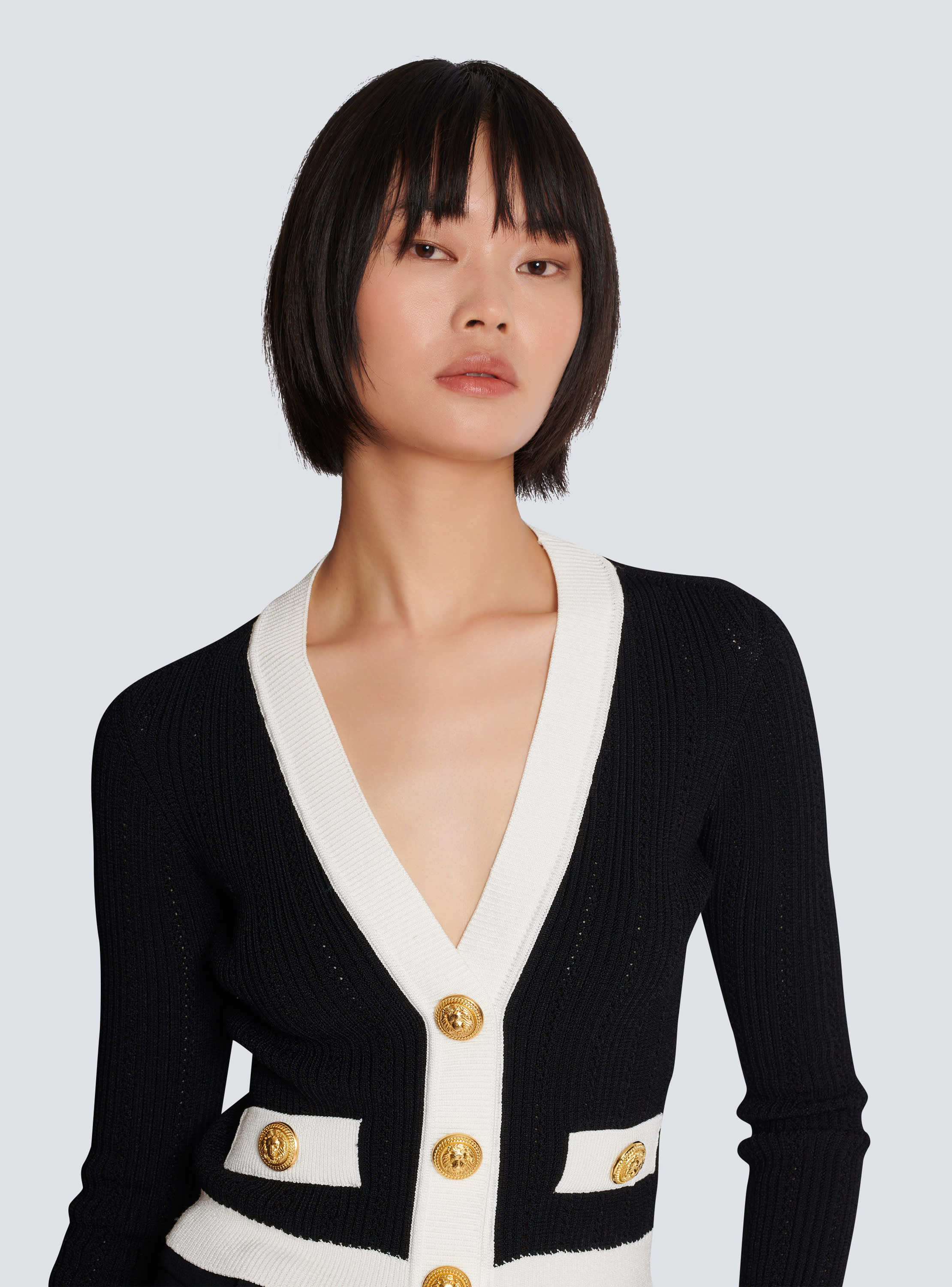 Balmain buttoned ribbed-knit cardigan - Black