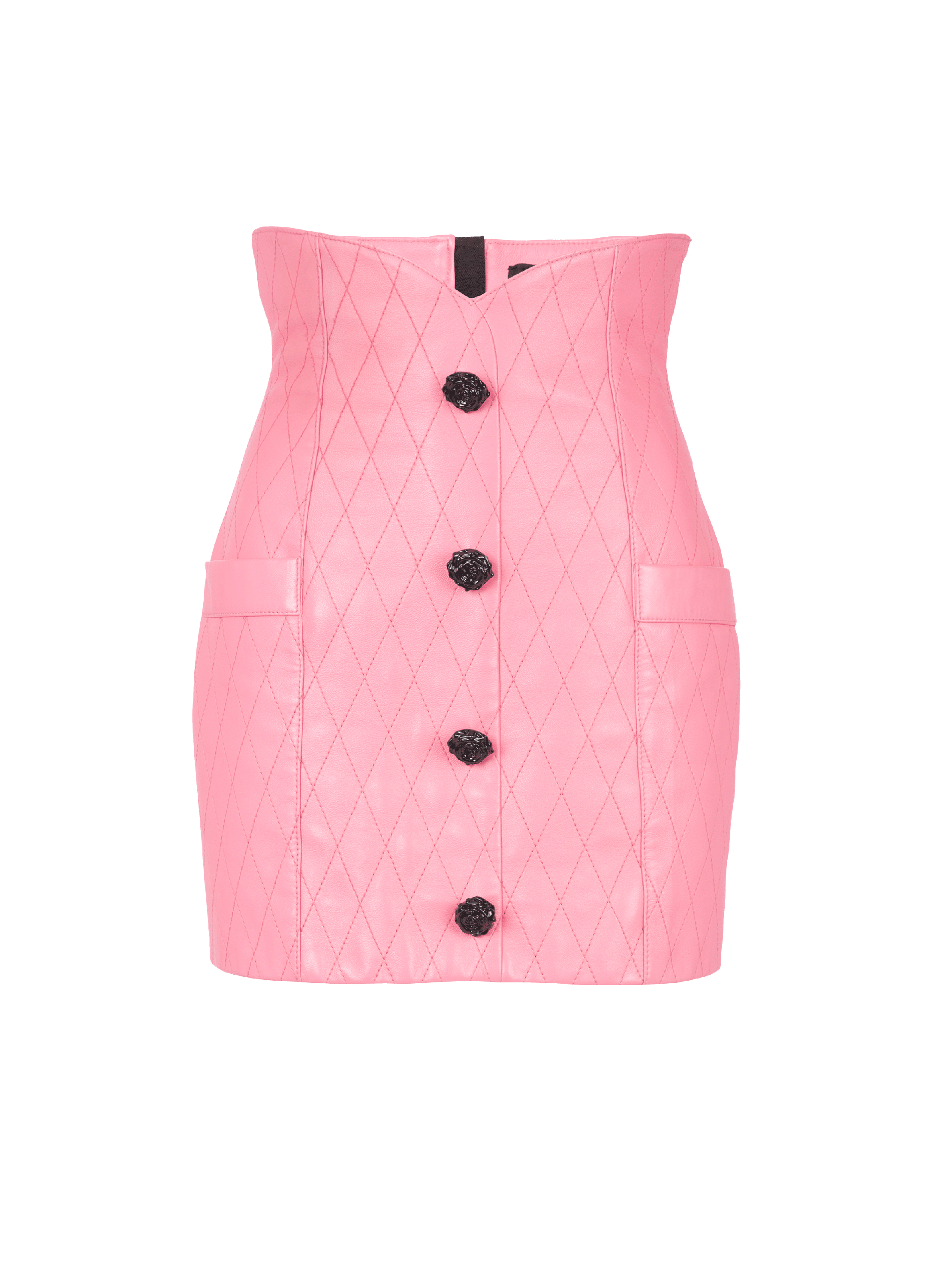 Tulip skirt in quilted leather, pink, hi-res