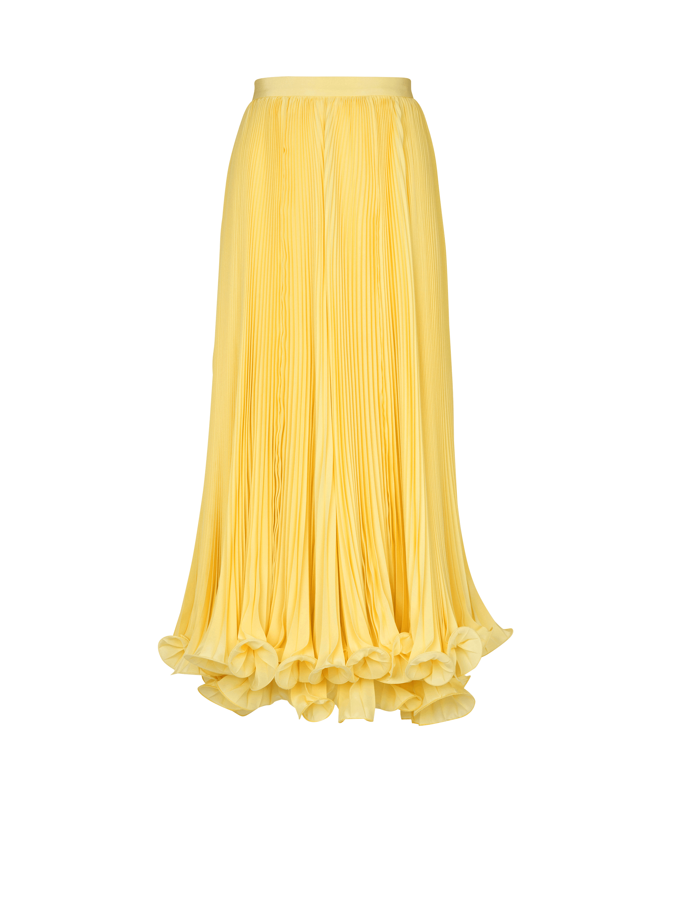 Long pleated skirt with ruffles