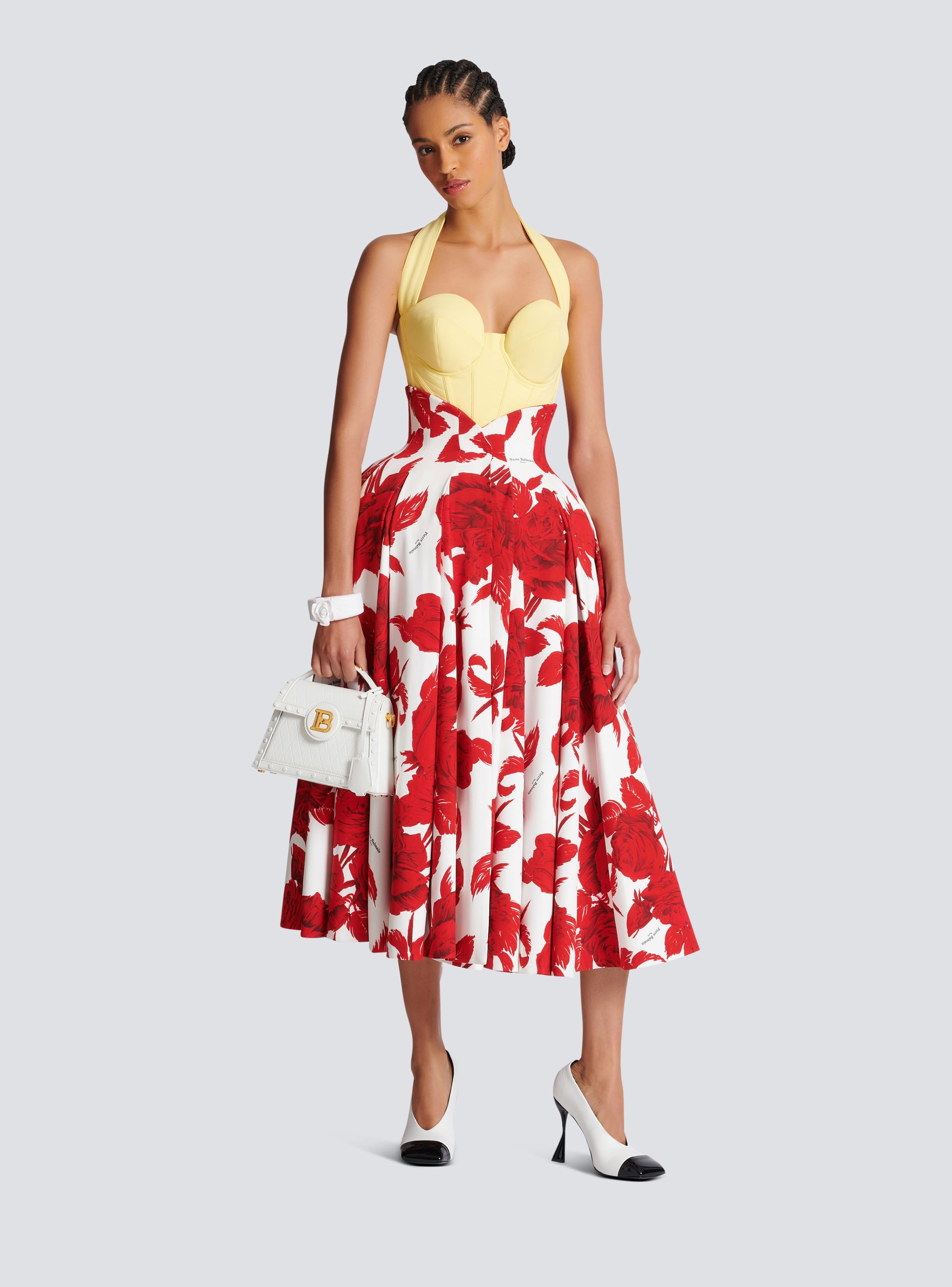 Long pleated crepe tulip skirt