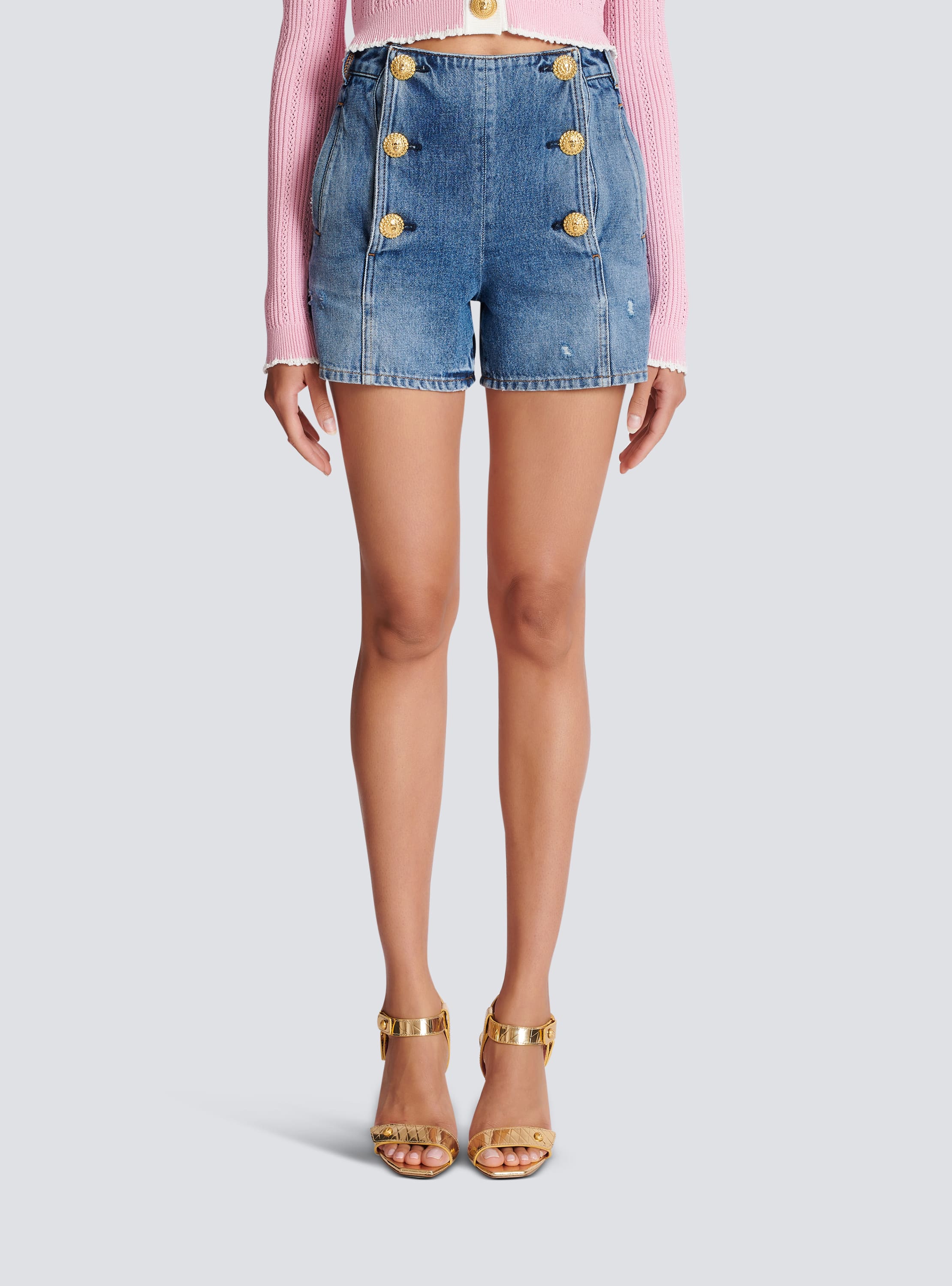 Balmain Blue Vintage Denim Shorts