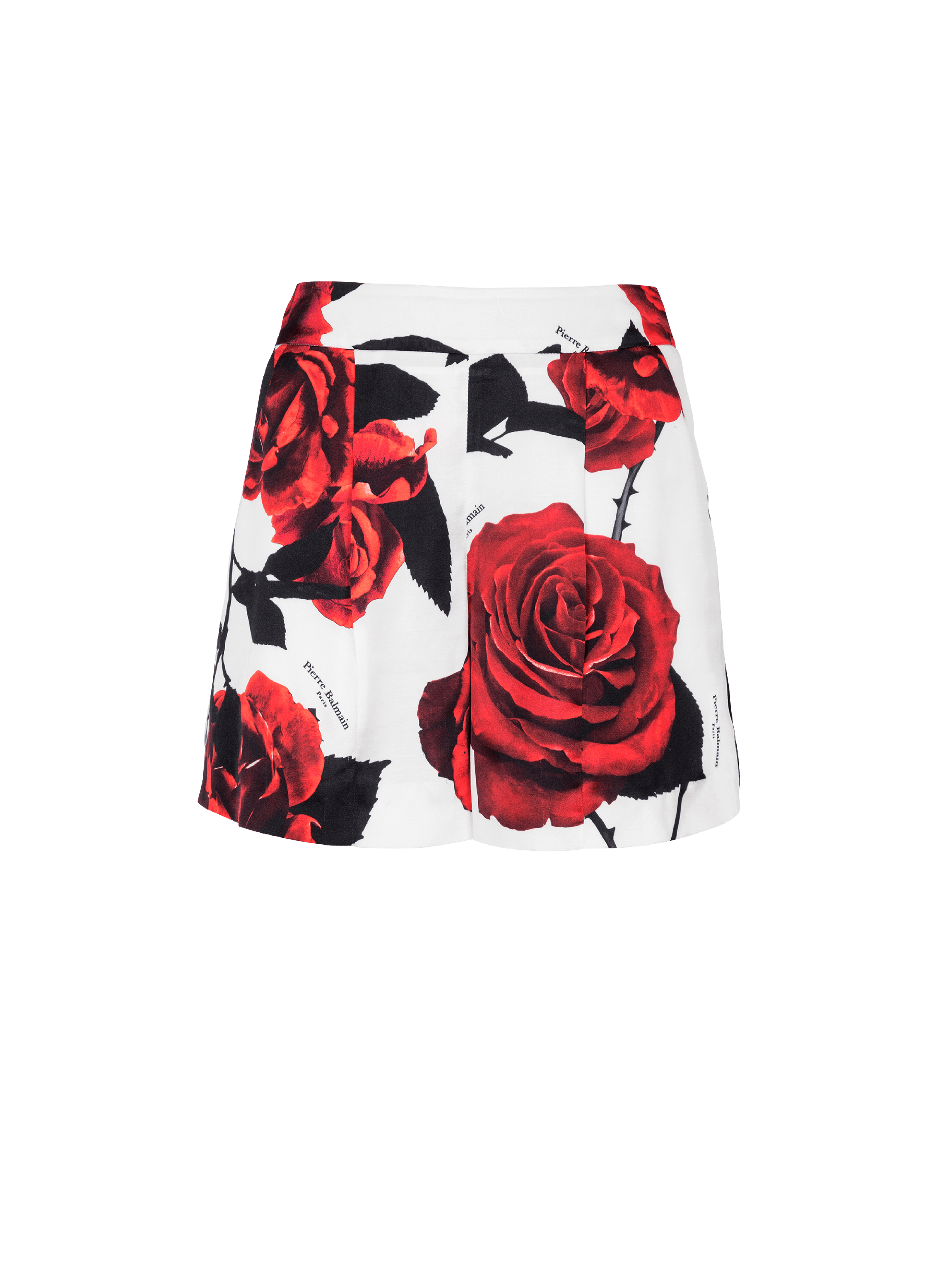 Shorts aus Satin mit Red Roses-Print