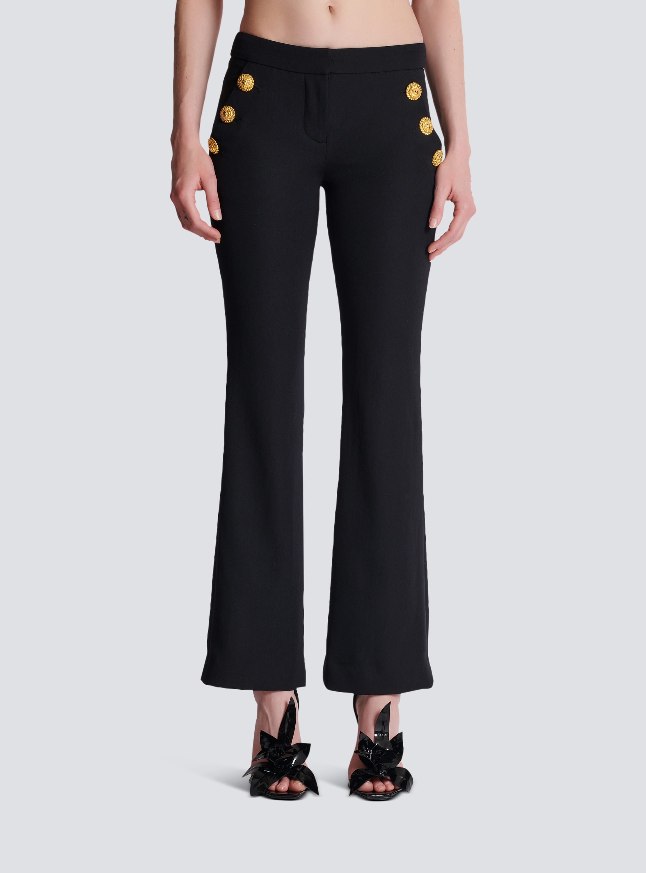 Flared trousers with buttons black Women BALMAIN