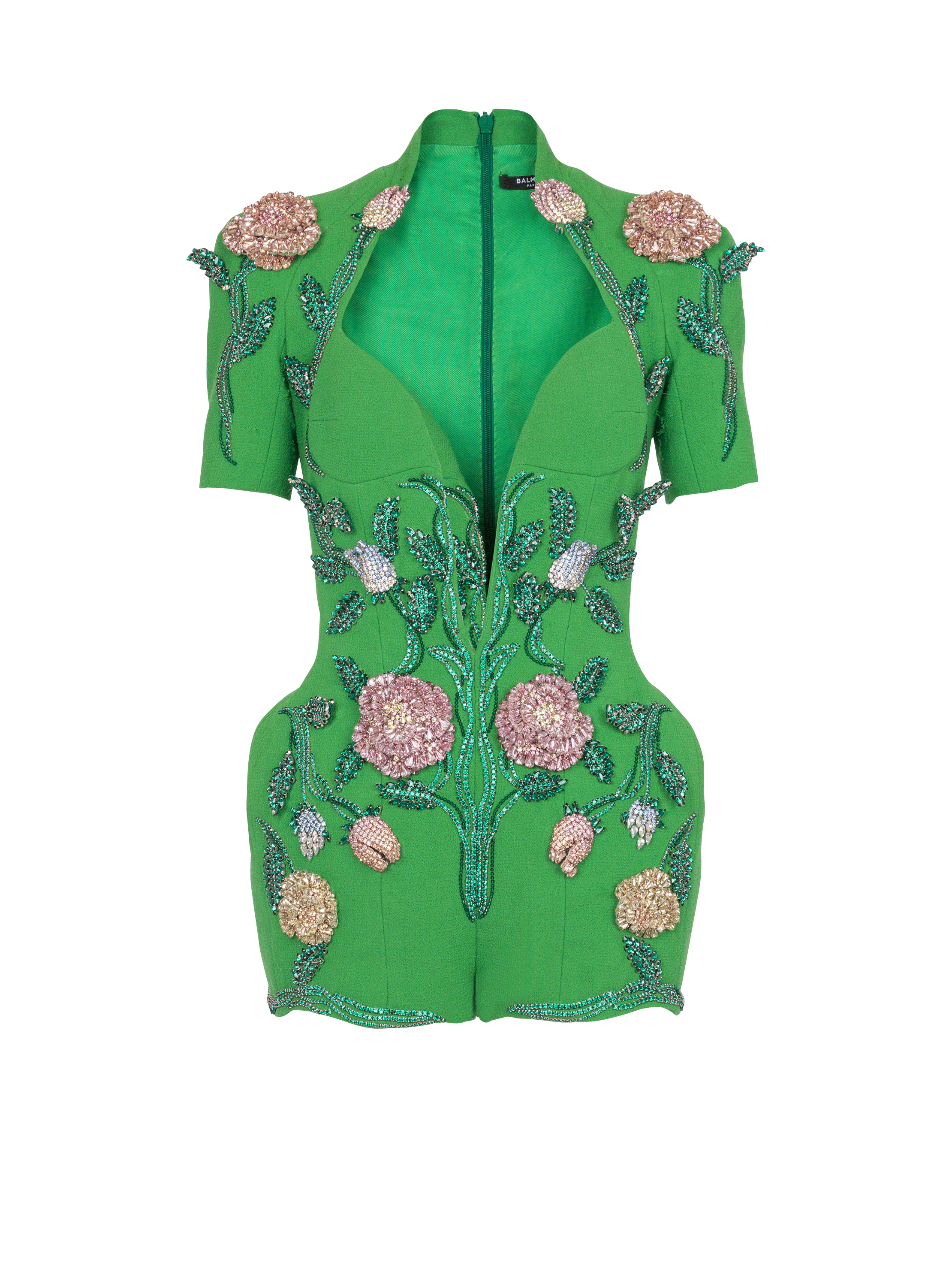 Kurzer Jumpsuit mit Blumenstickerei