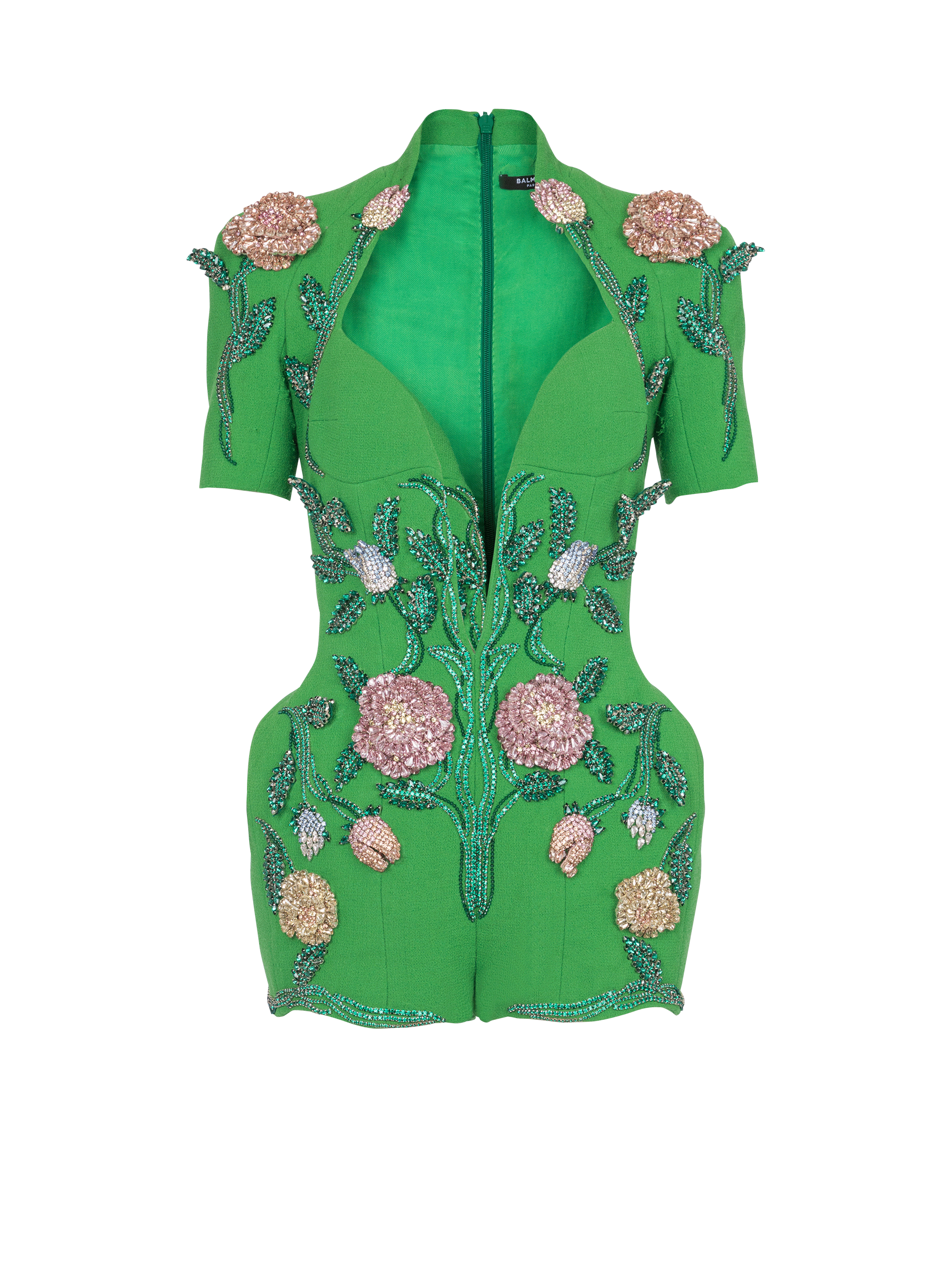 Flower-embroidered playsuit