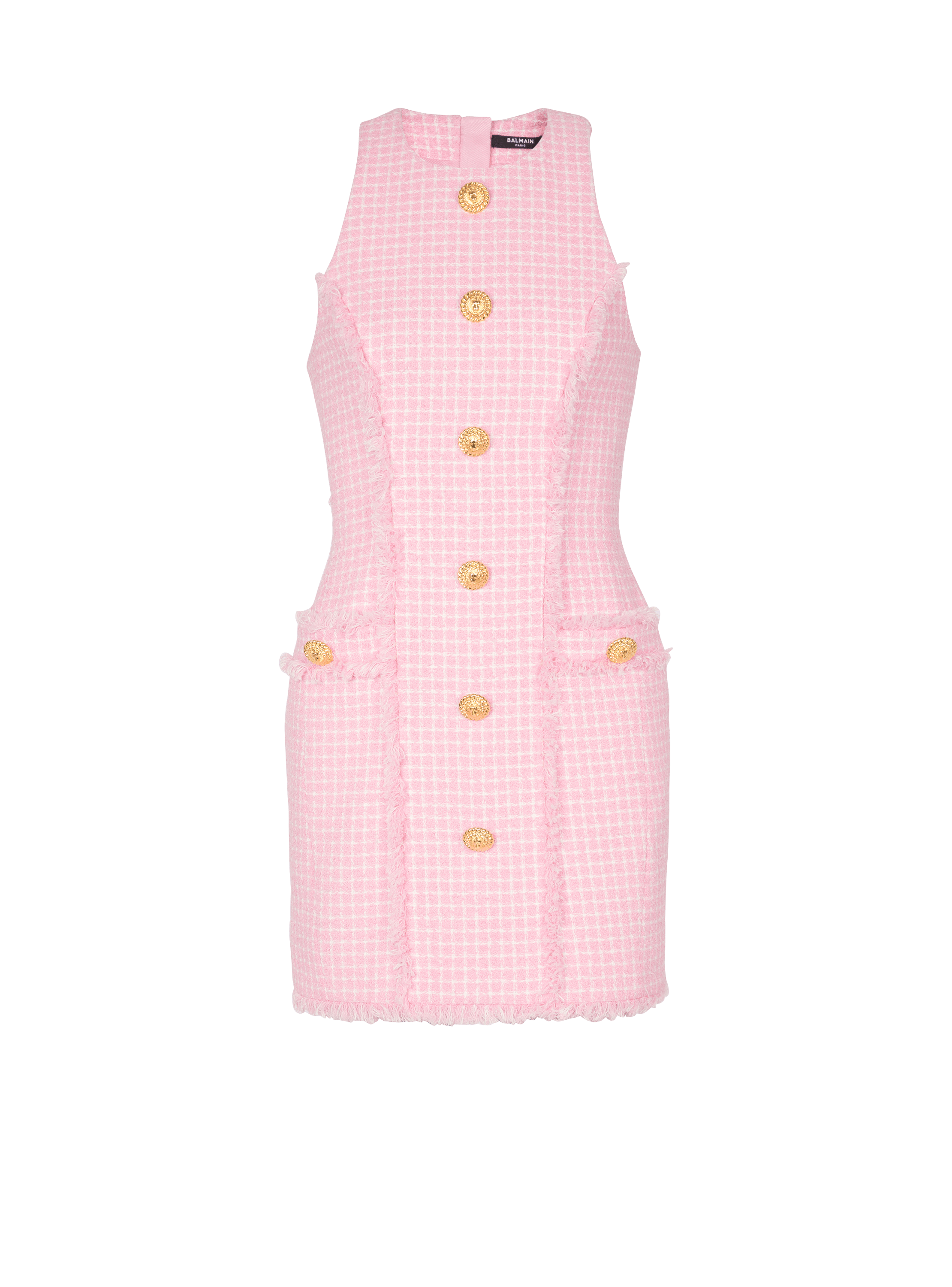 Gingham tweed dress, pink, hi-res