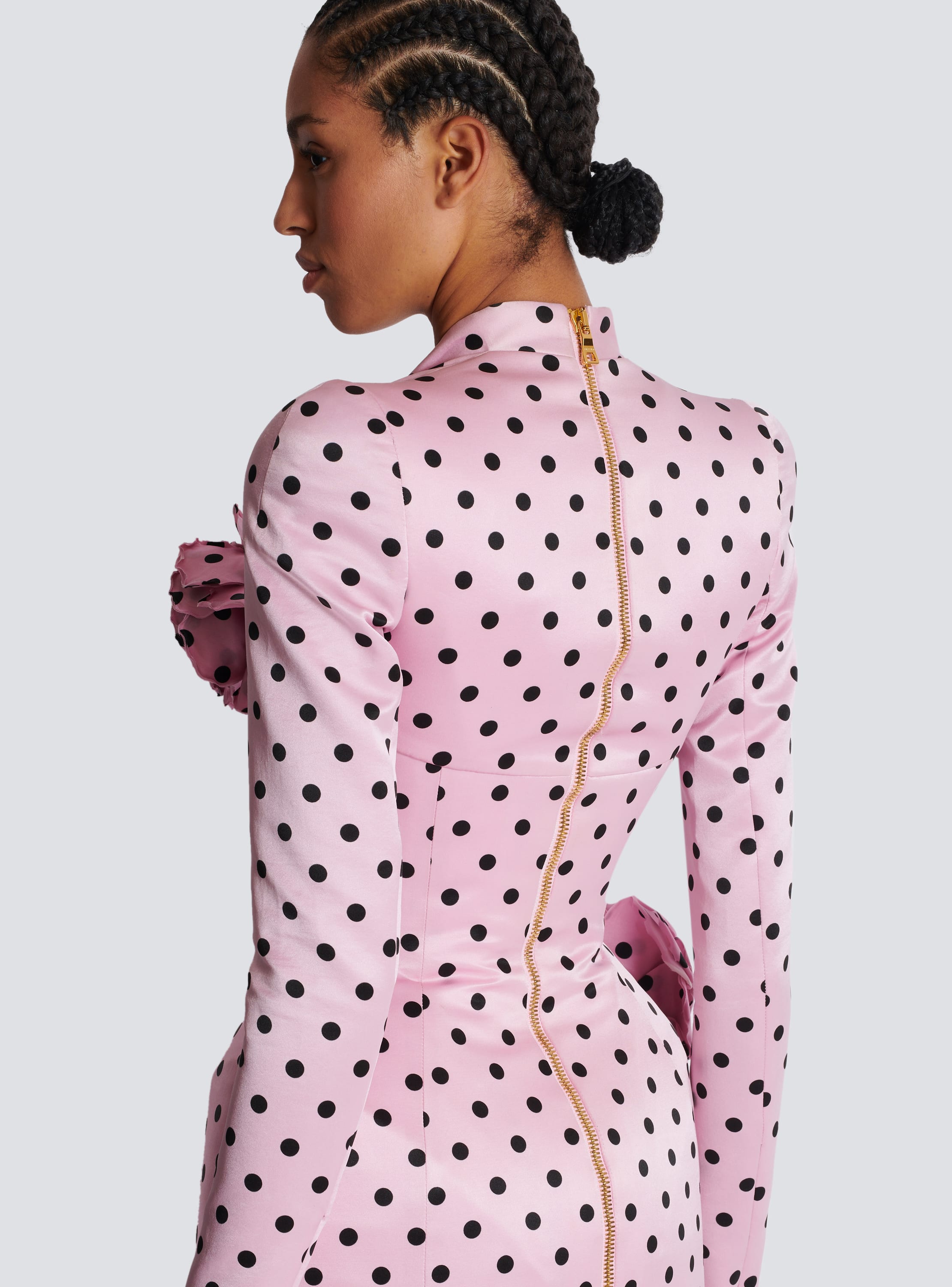 Pink dress with black dots best sale