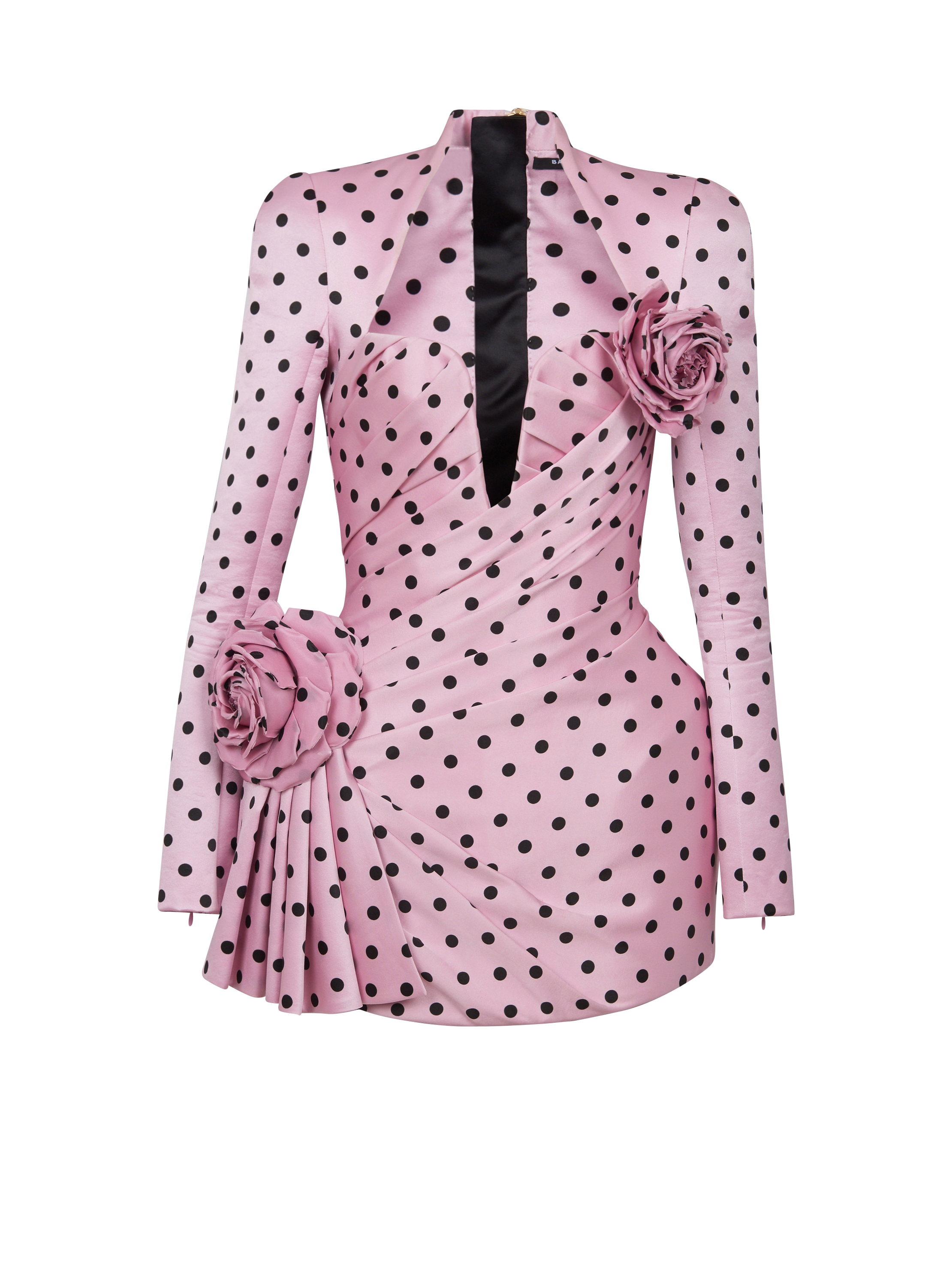 Kurzes Kleid mit Polka Dots-Print, rosa, hi-res