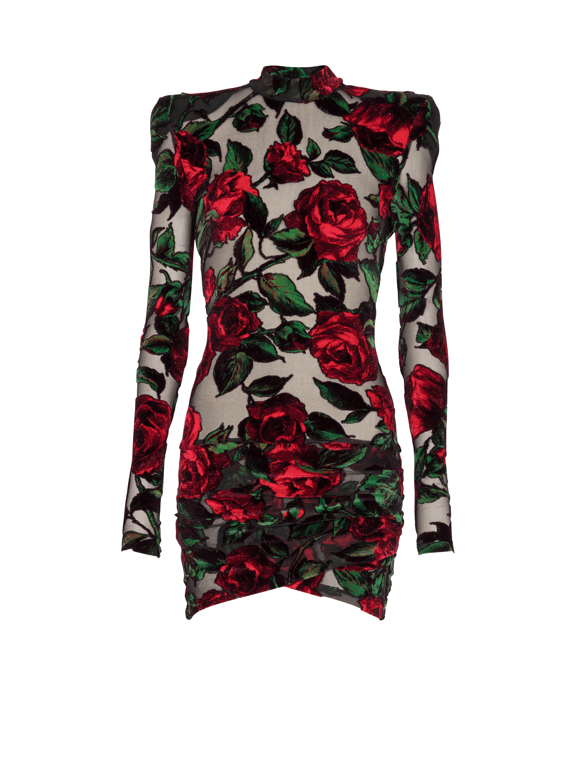 Samtkleid mit Rosen-Print 