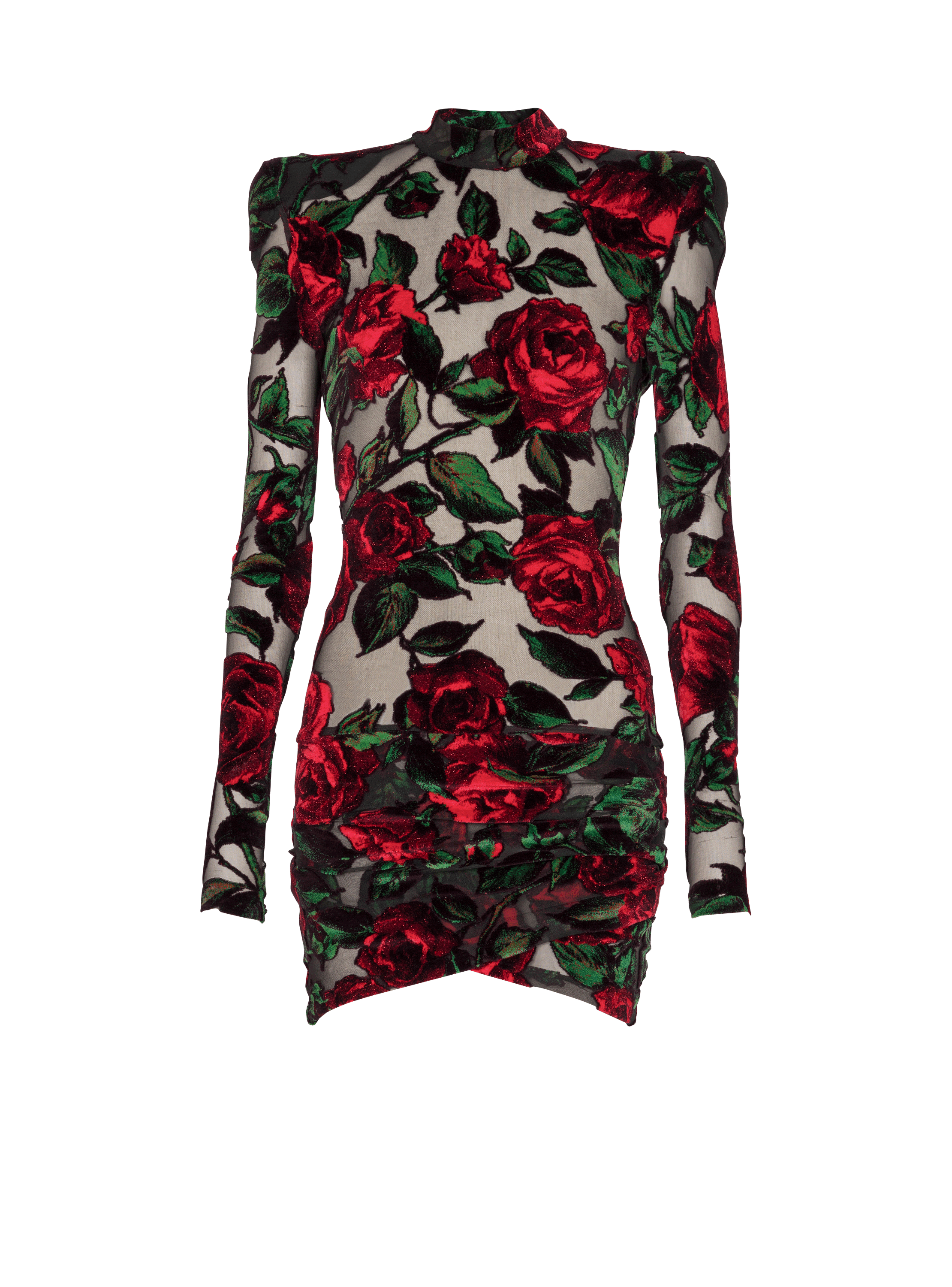 Burnout velvet dress with Rose print 