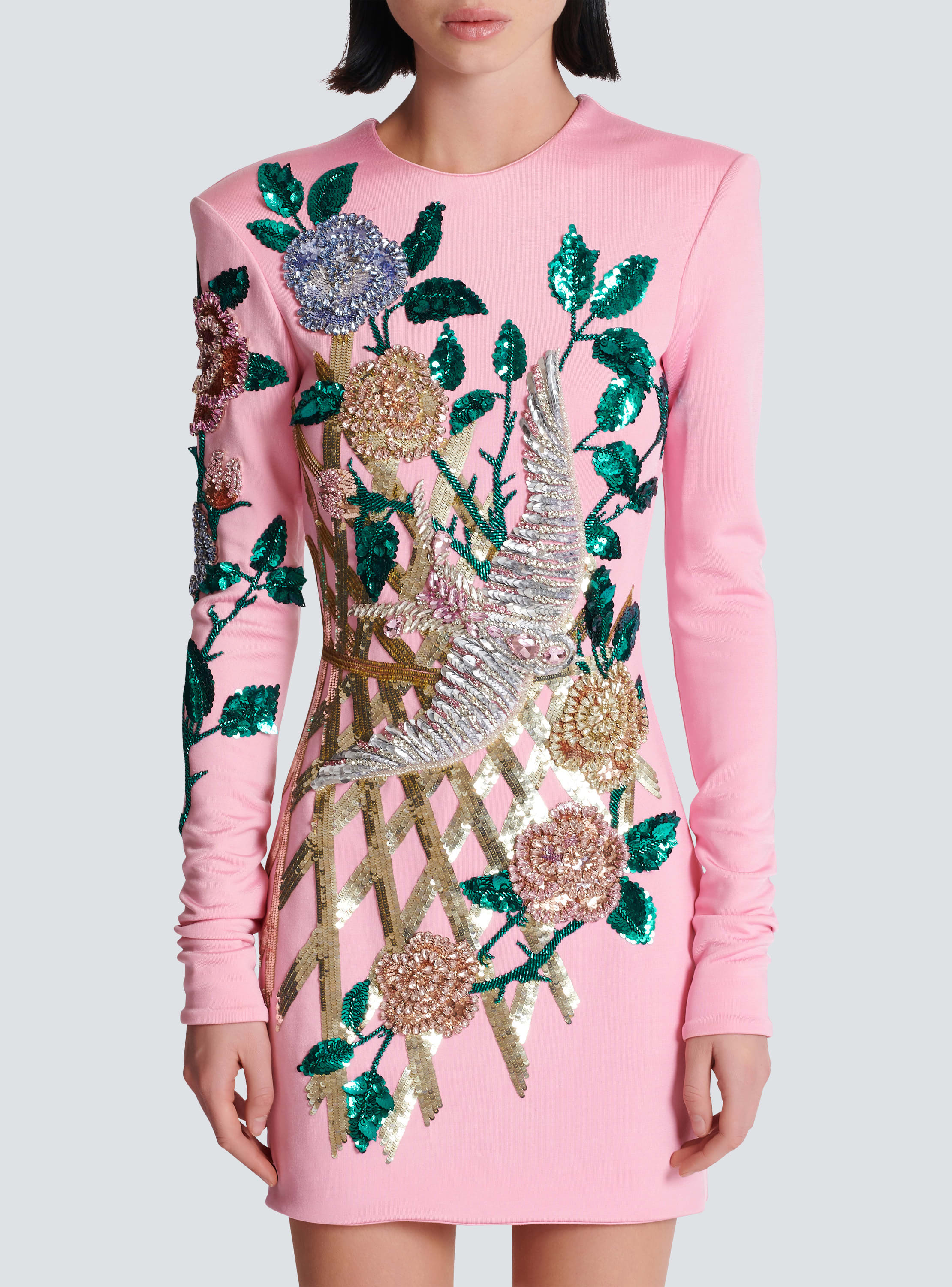 Balmain embroidered mini dress hotsell