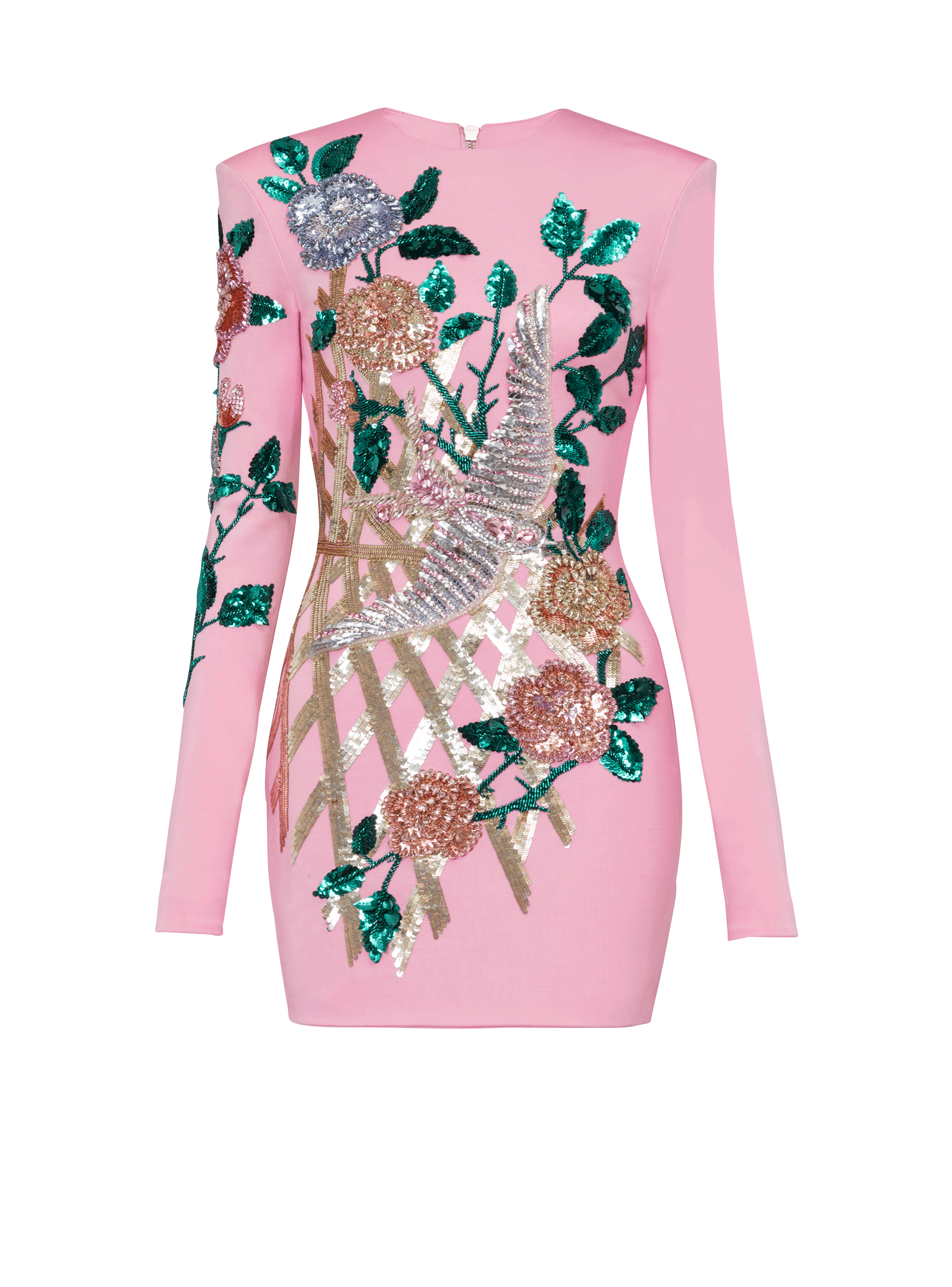 Embroidered Roses dress pink - Women | BALMAIN