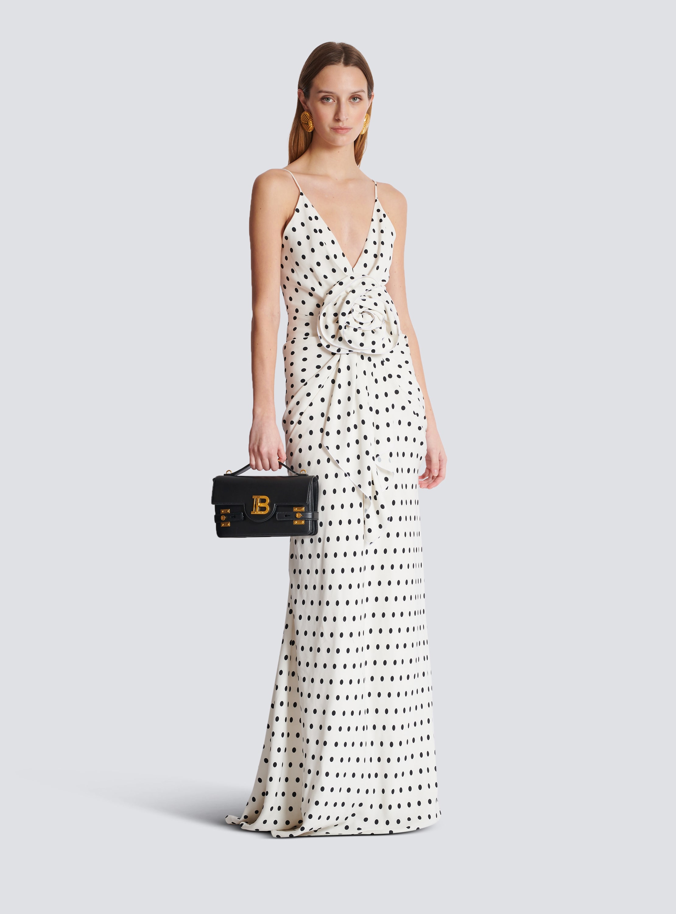 Langes Kleid mit Polka Dots-Print