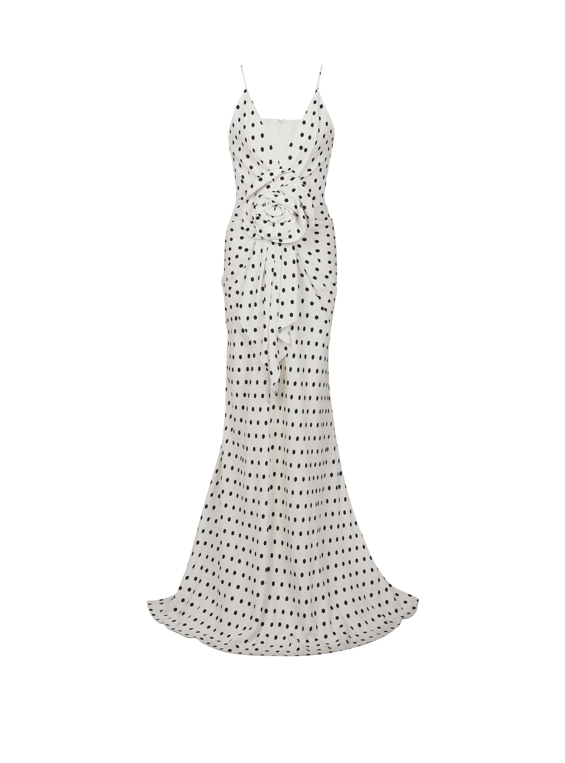 Polka Dots printed maxi dress, white, hi-res