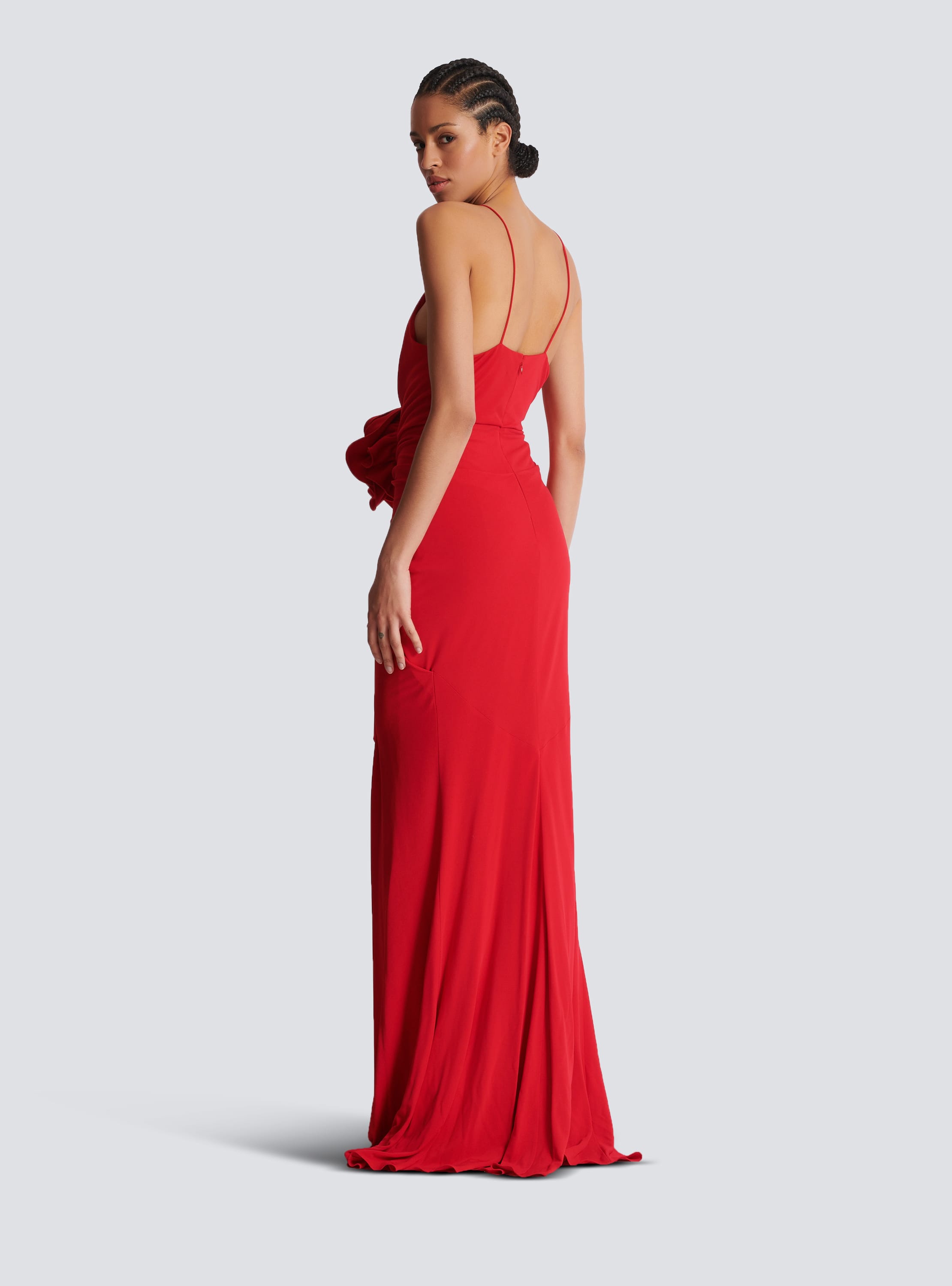 Robe longue best sale rouge fleur