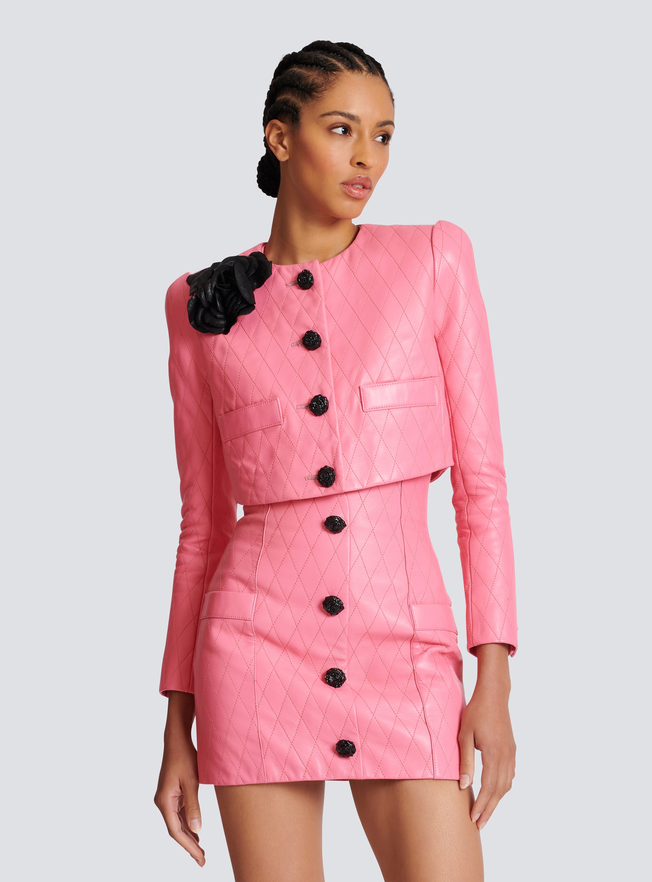 balmain quilted leather jacket