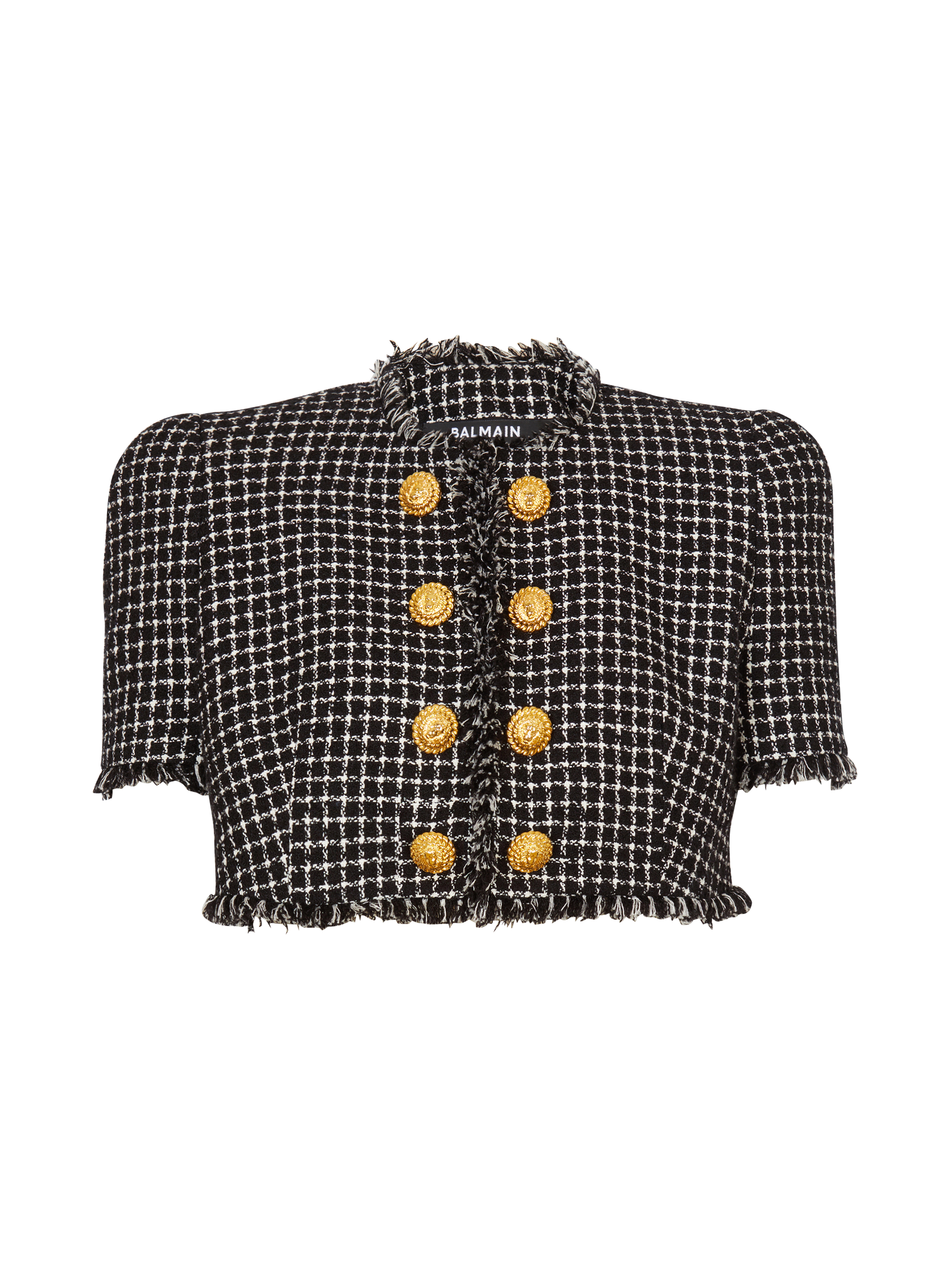 Gingham tweed jacket black - Women | BALMAIN