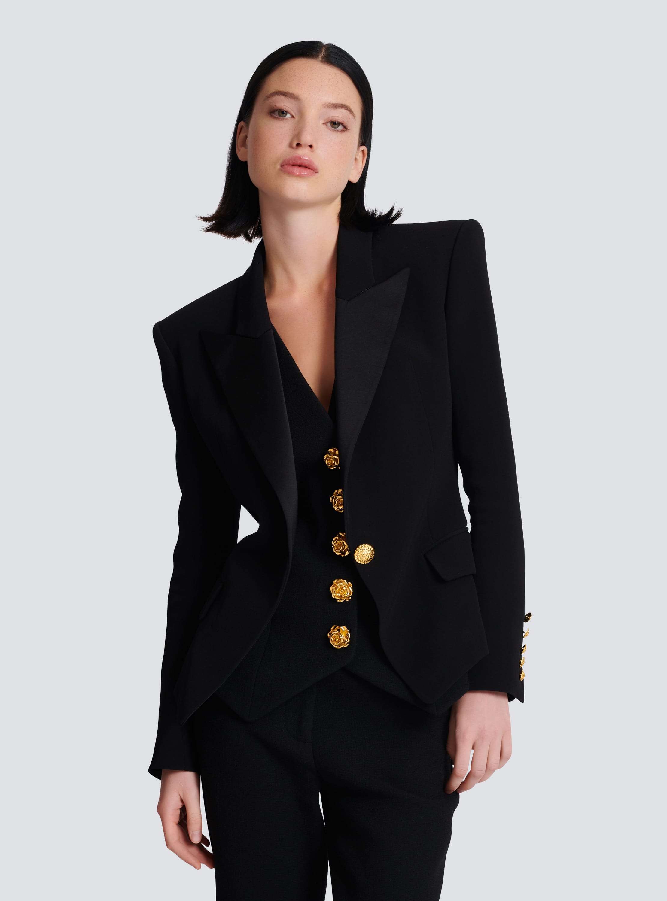 1-button crepe jacket black - Women | BALMAIN