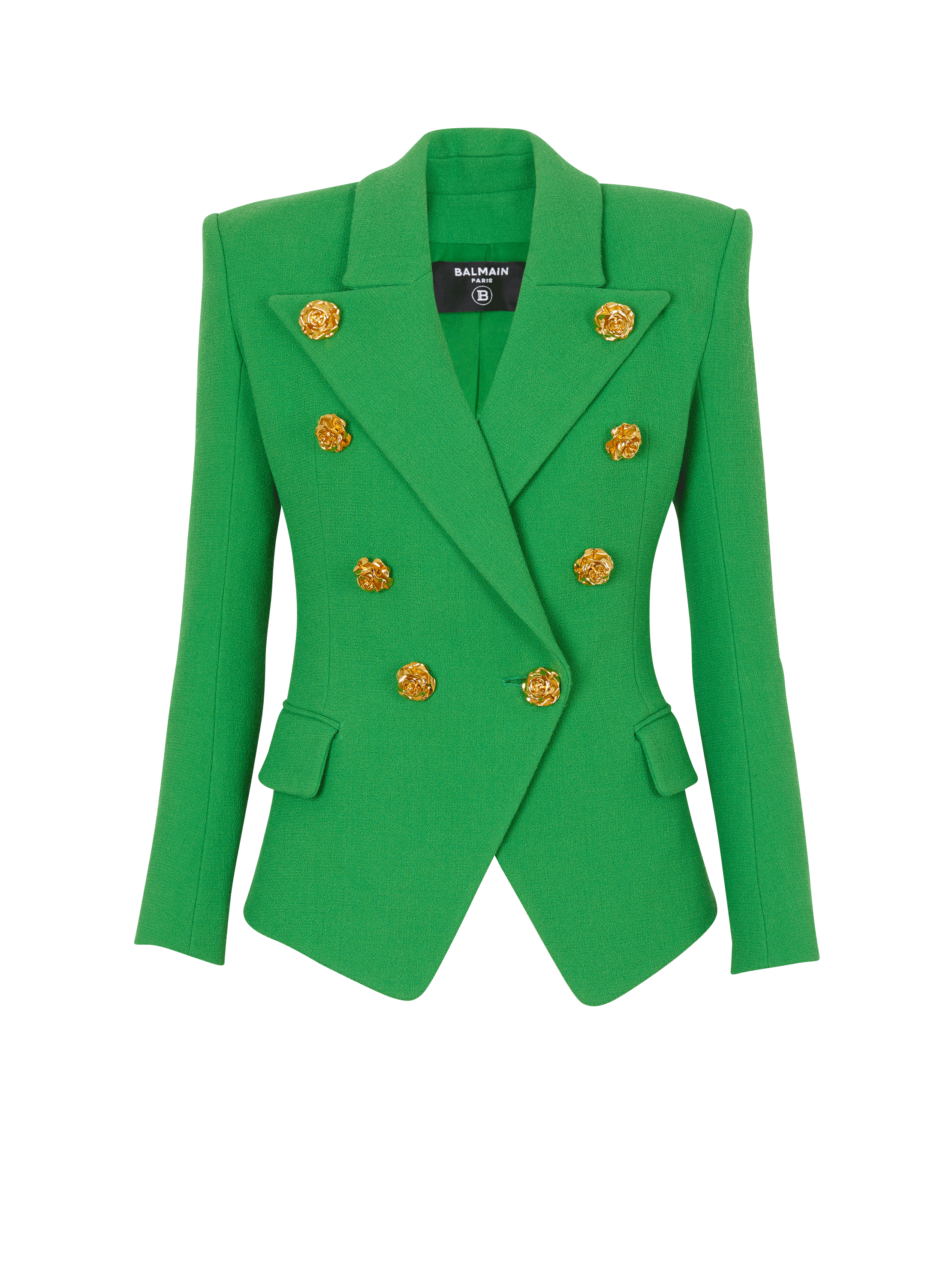 Chaqueta de traje de crepé doble, verde, hi-res