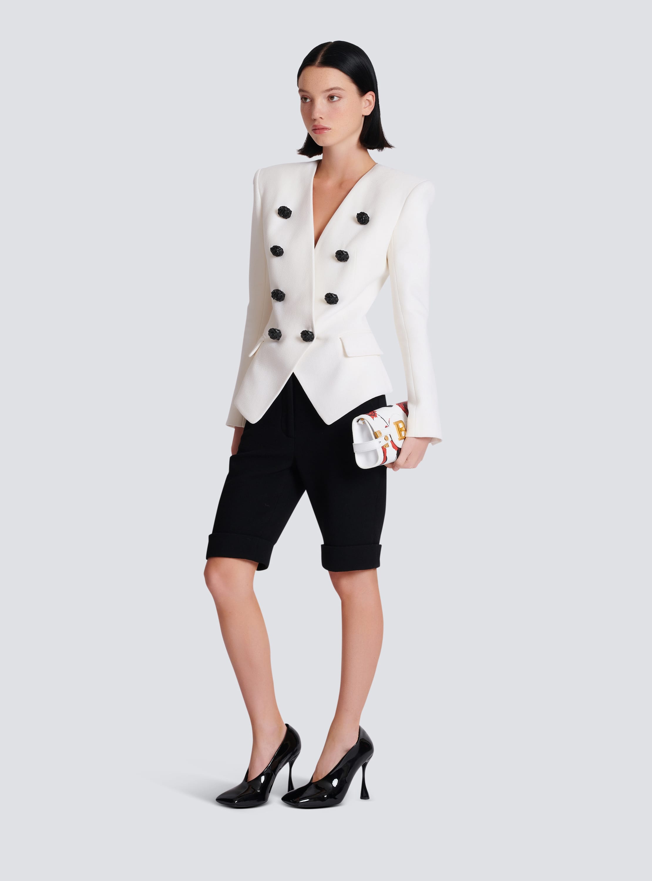 8-button double crepe jacket