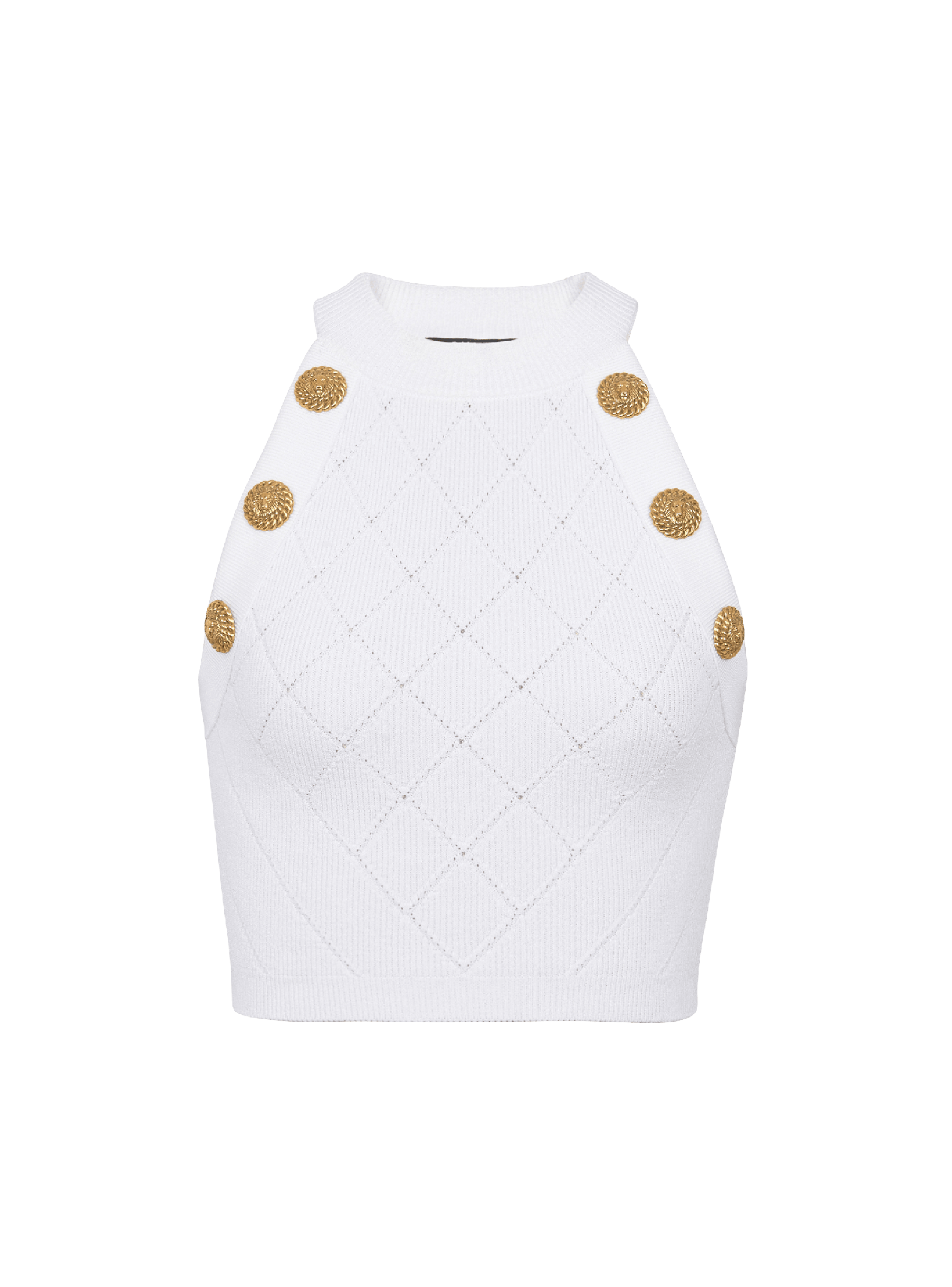 Balmain White Plaque Tank Top