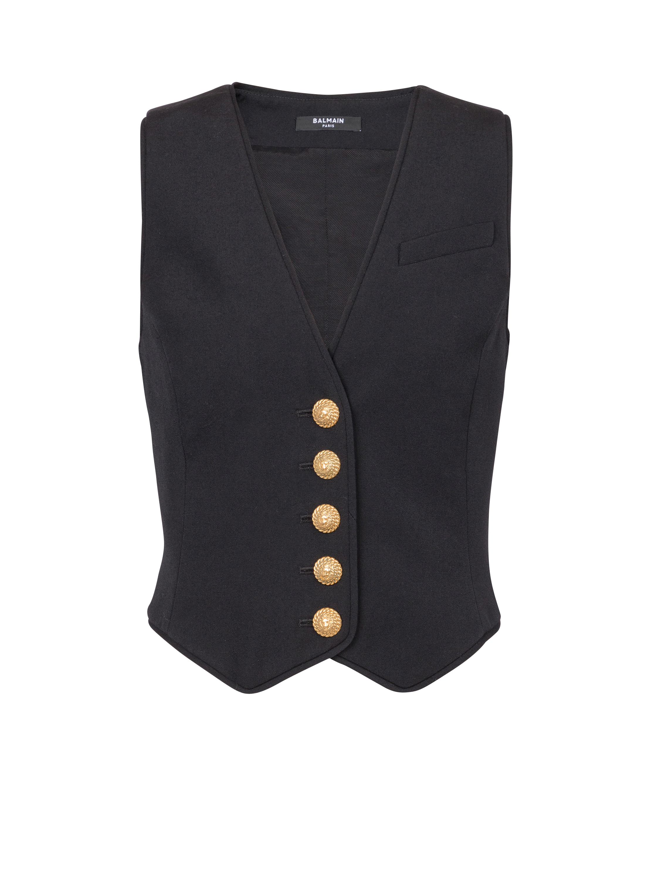 Sleeveless jacket with buttons
