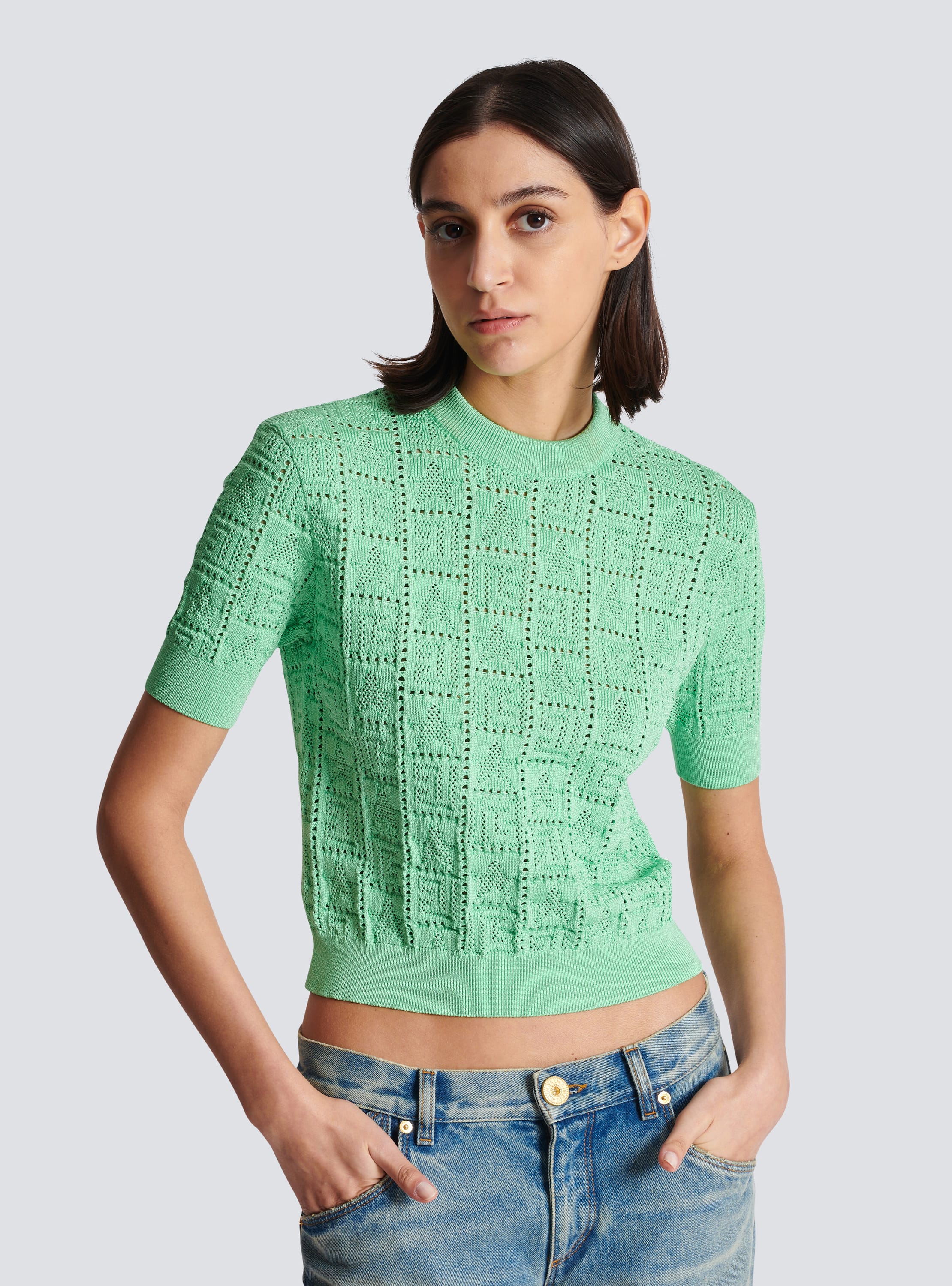 Monogram knit jumper green - Women