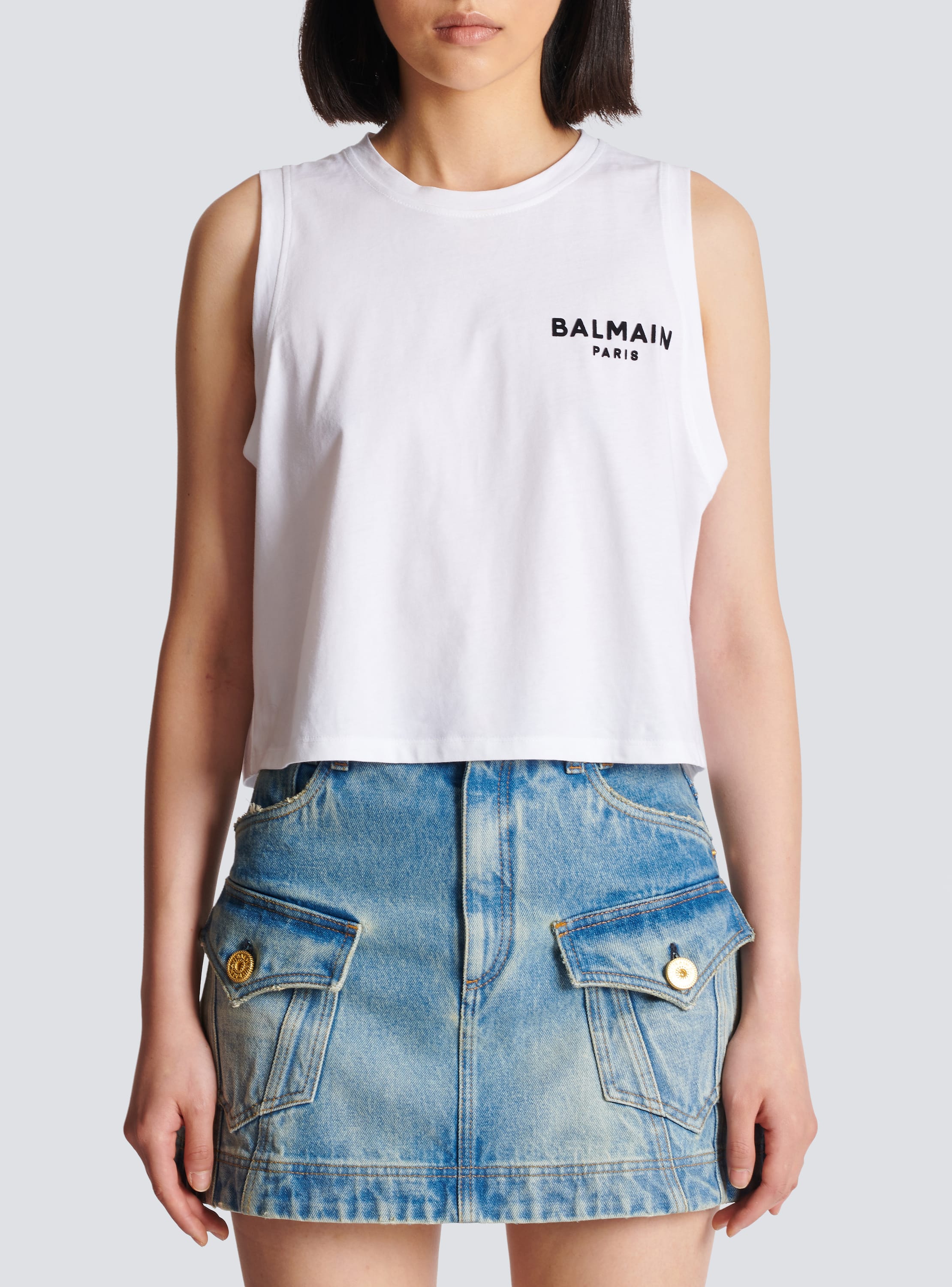 Top Balmain White size 36 FR in Polyester - 38049111