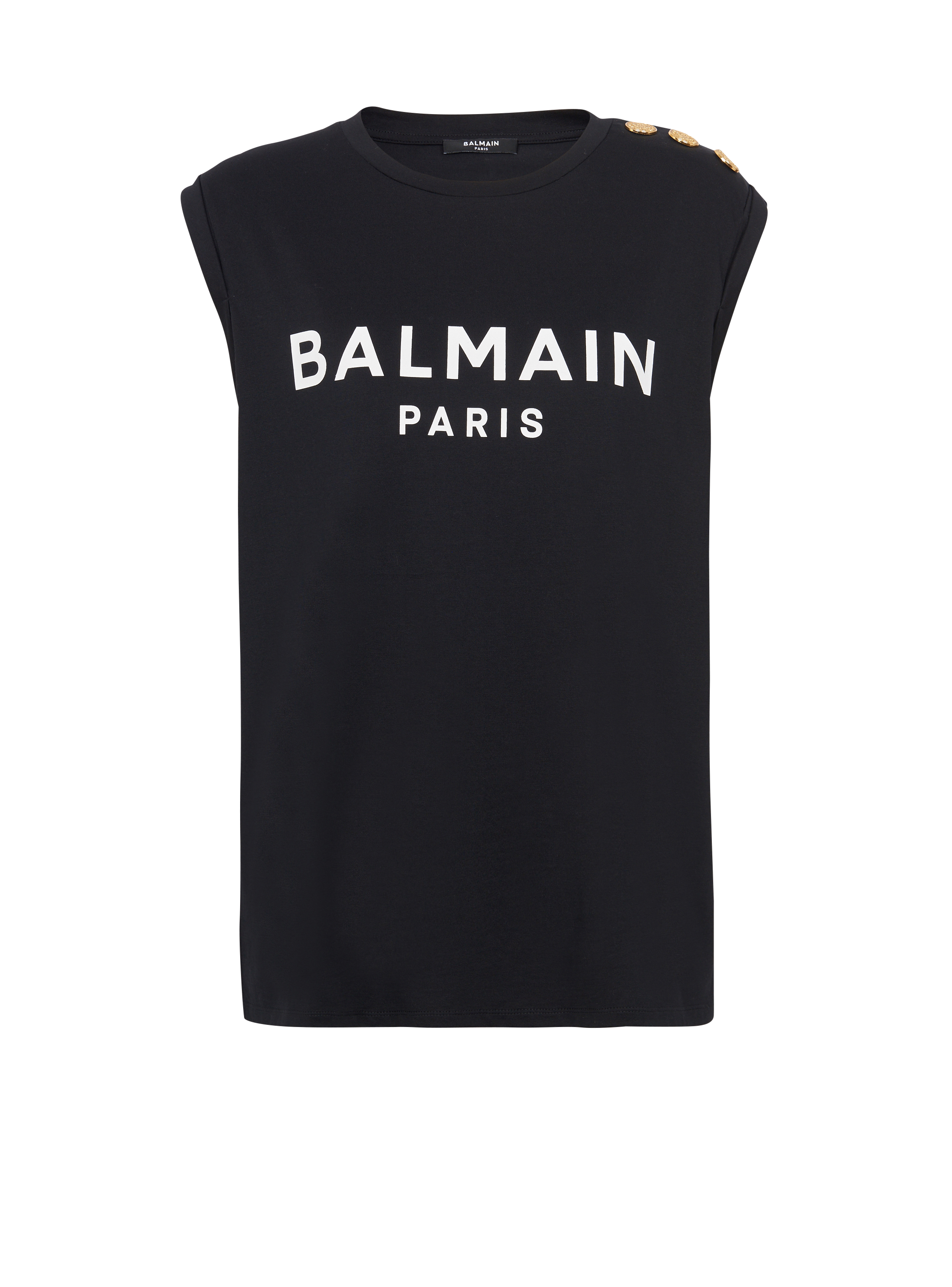 Camiseta sin mangas con estampado Balmain Paris