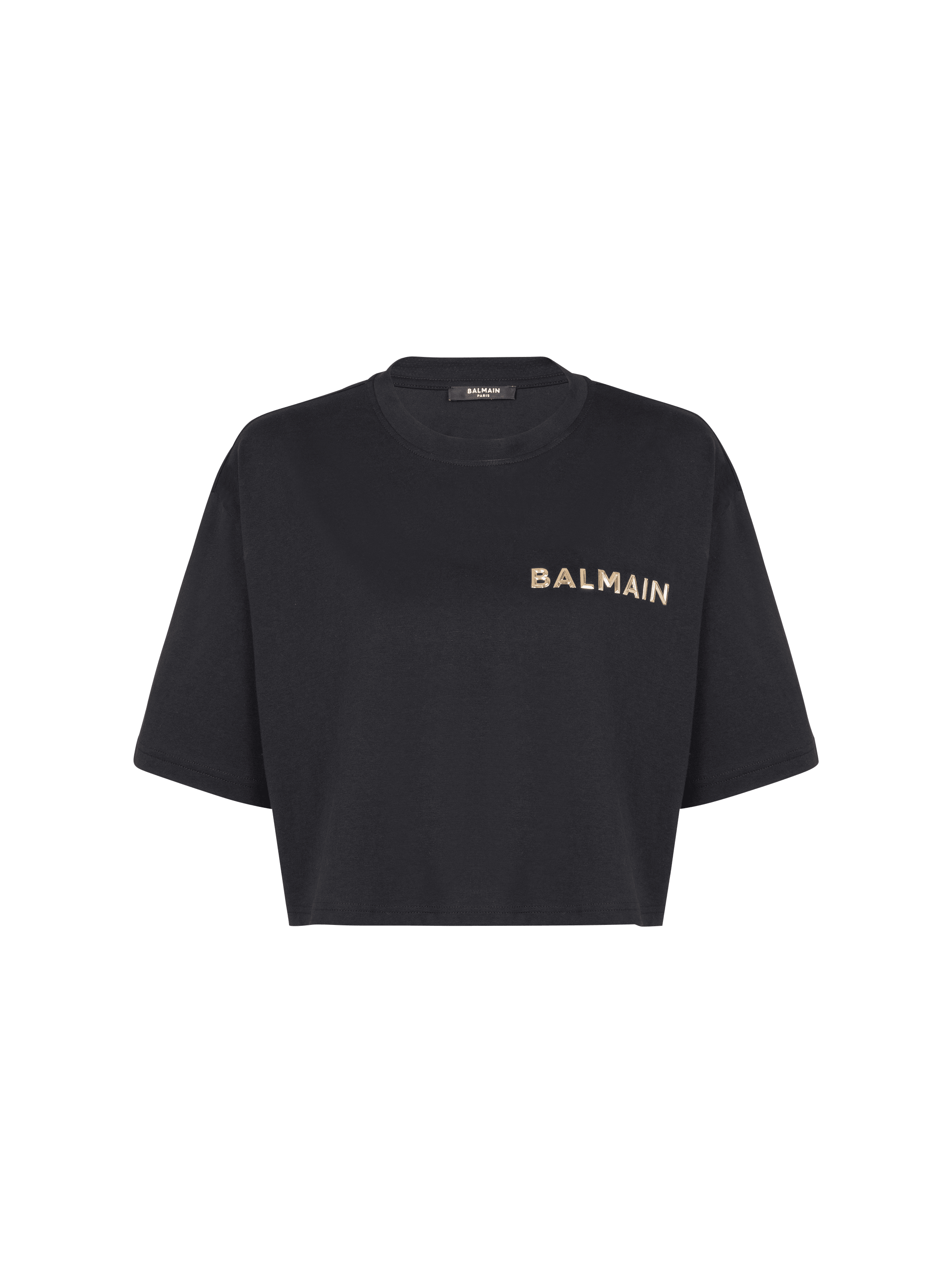 라미네이티드 Balmain 로고 장식 티셔츠
