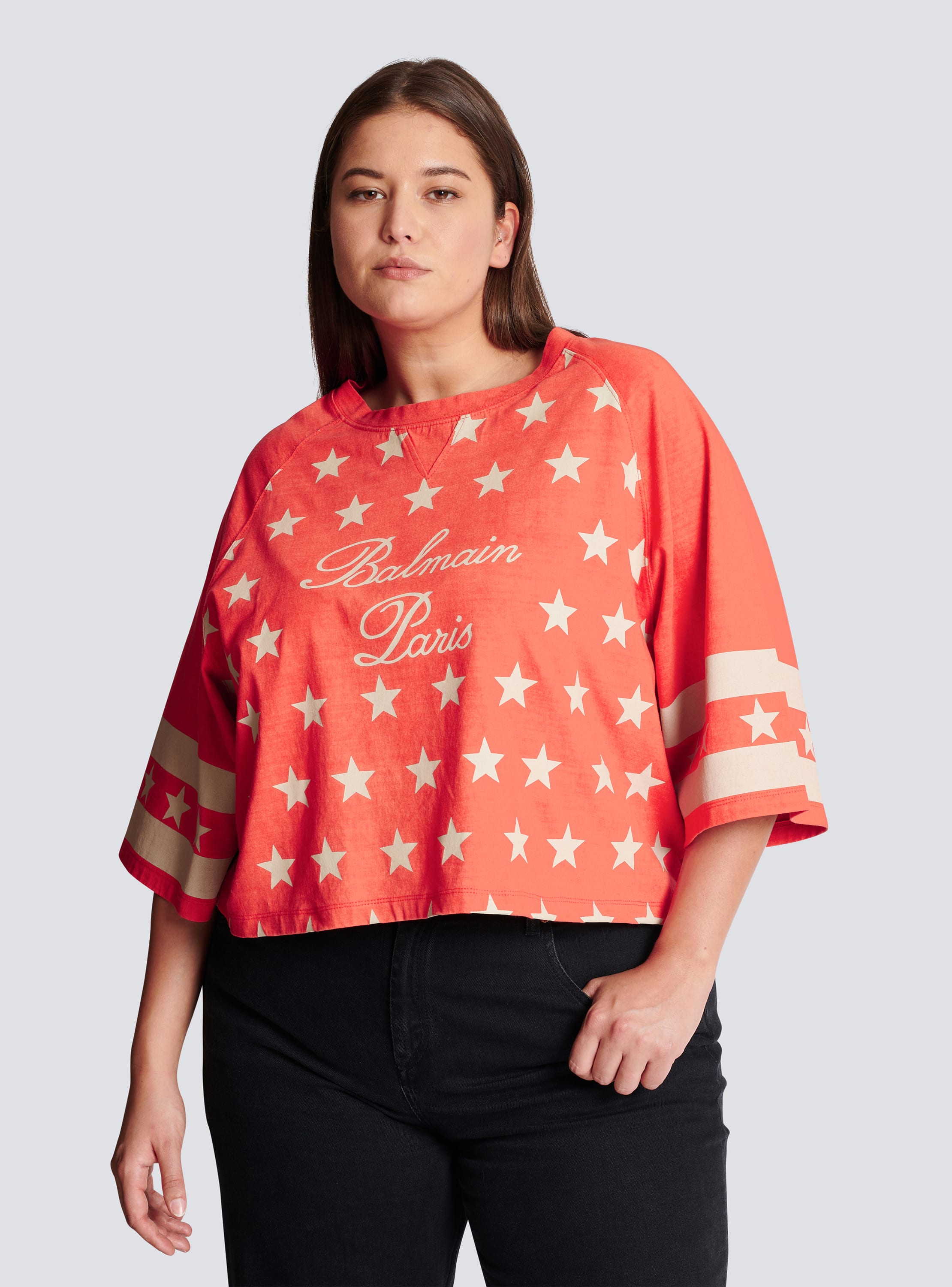 Balmain Signature Stars T shirt red Women BALMAIN