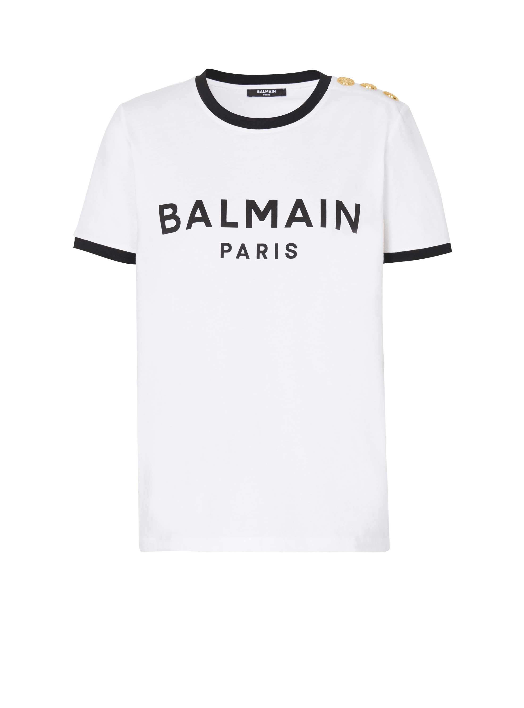 Balmain t shirt with best sale gold buttons