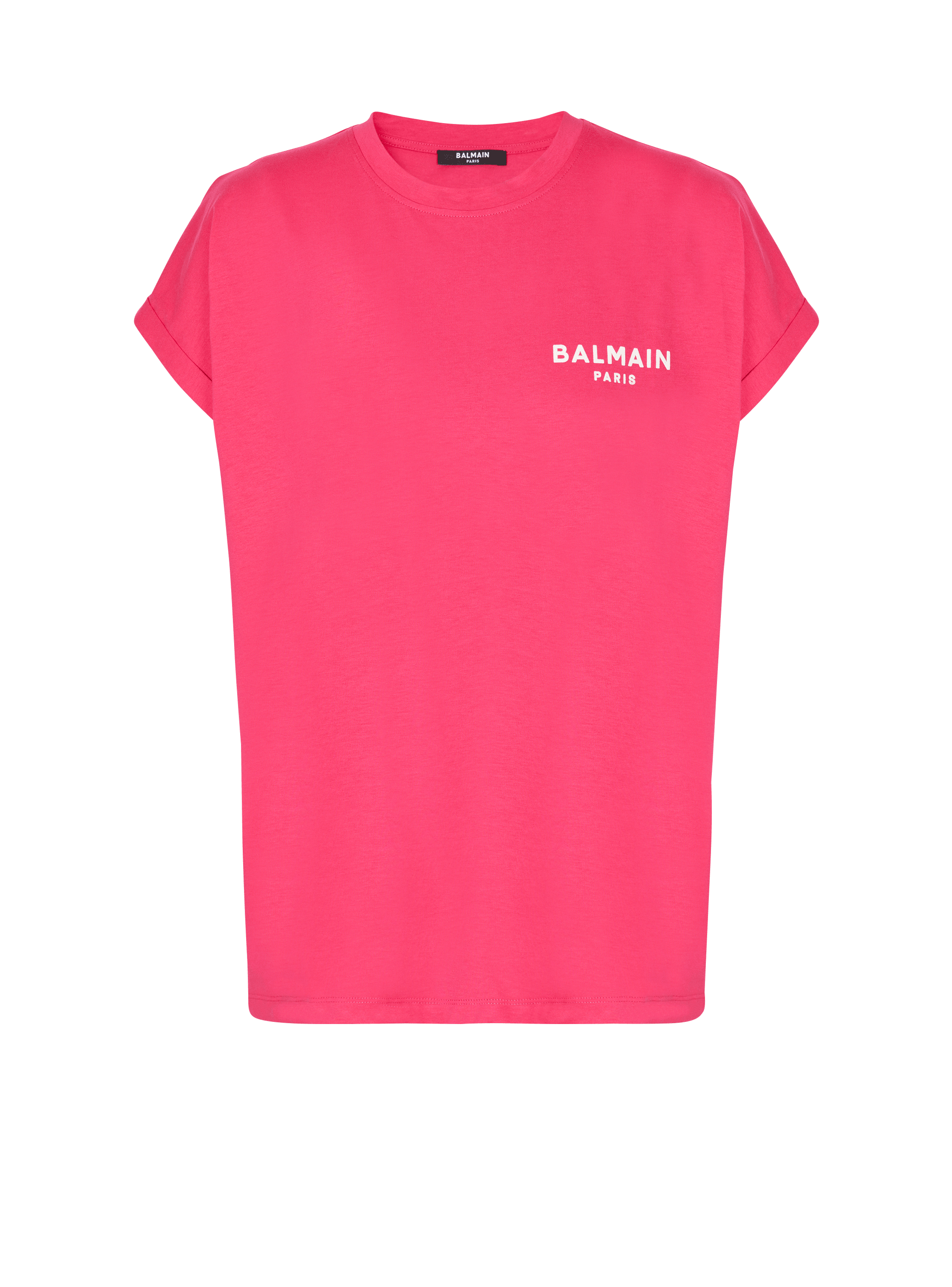 Flocked Balmain T-shirt, pink, hi-res