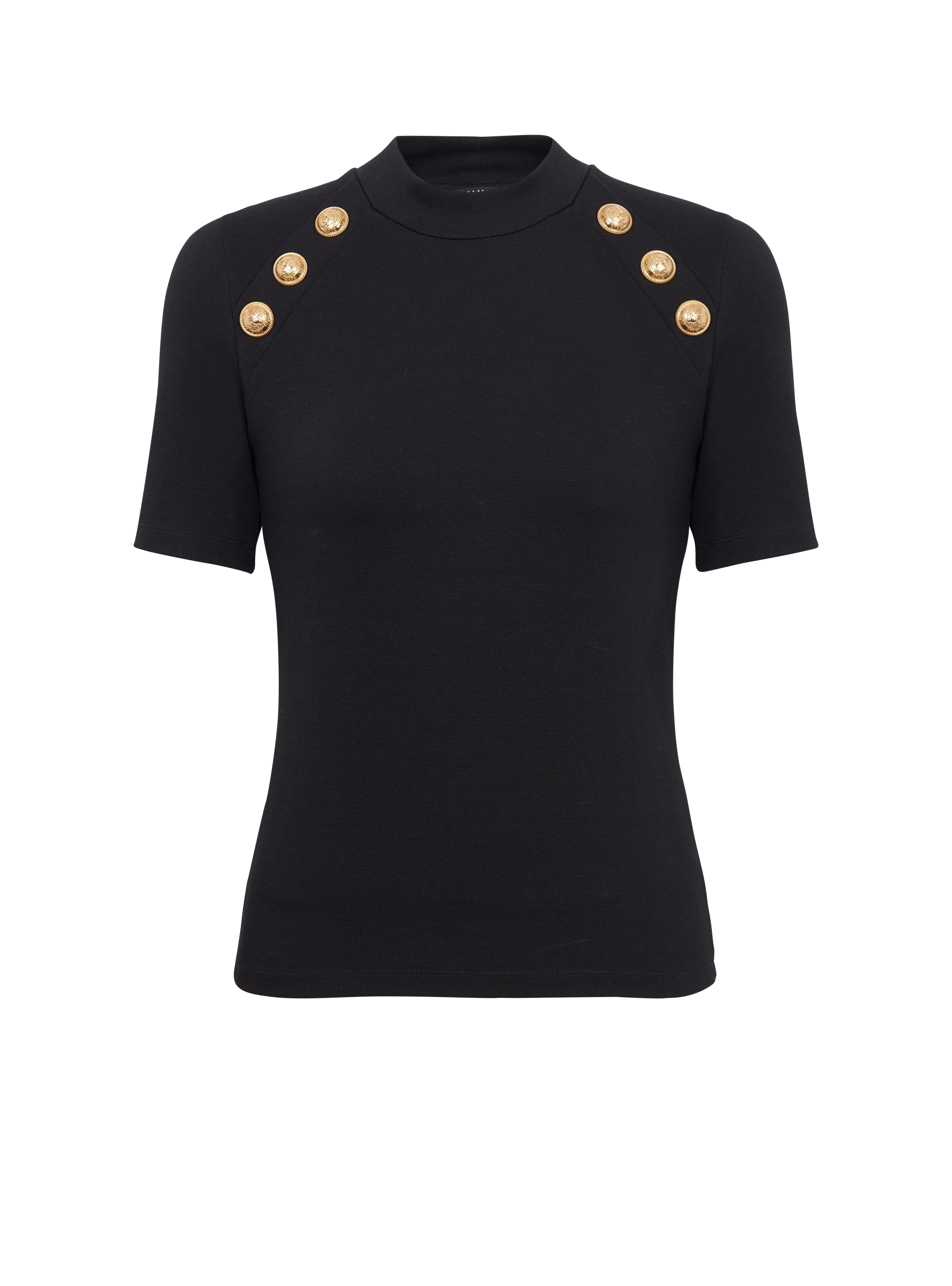 6-button knit T-shirt black - Women