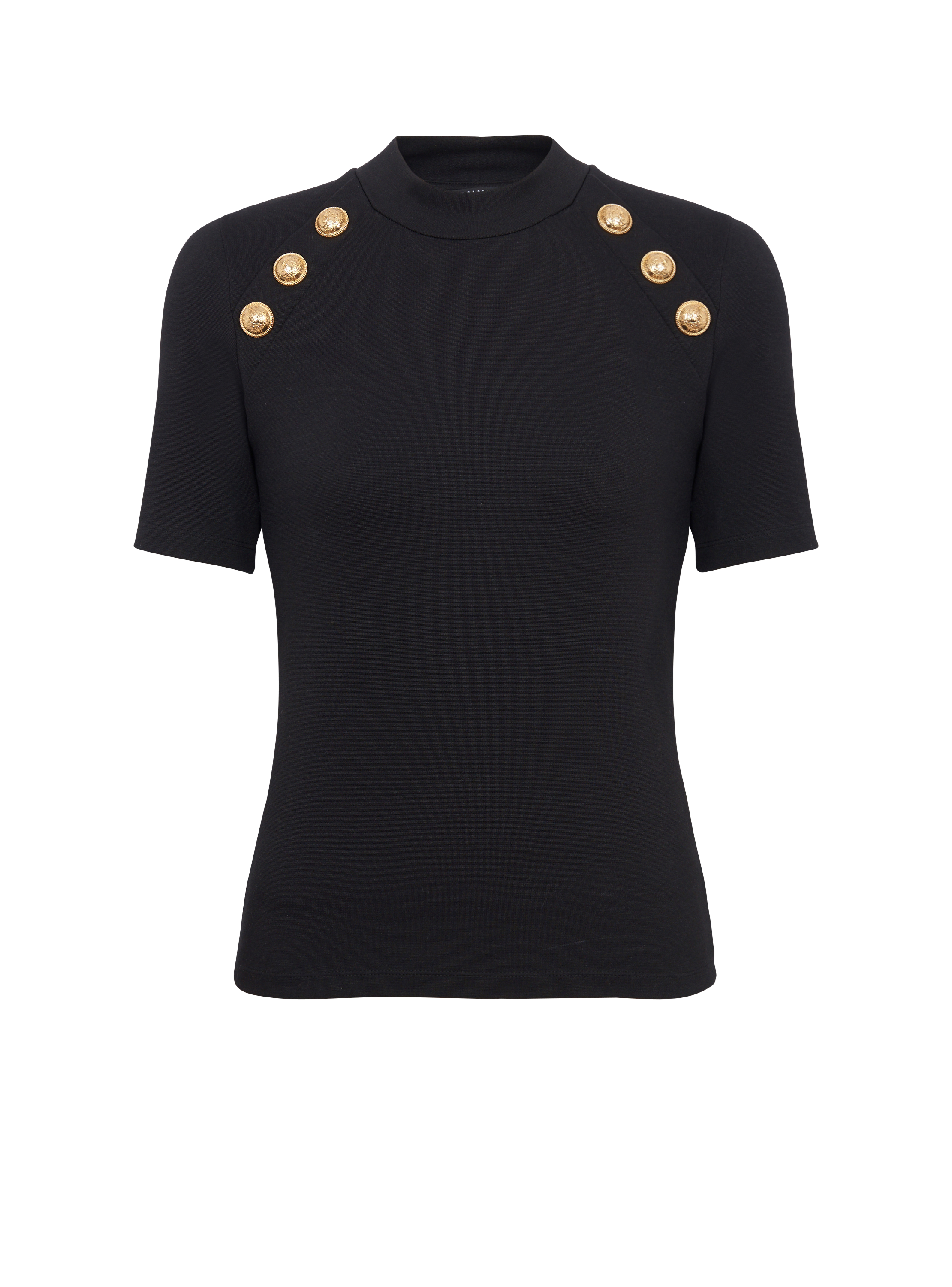 6-button knit T-shirt black - Women | BALMAIN