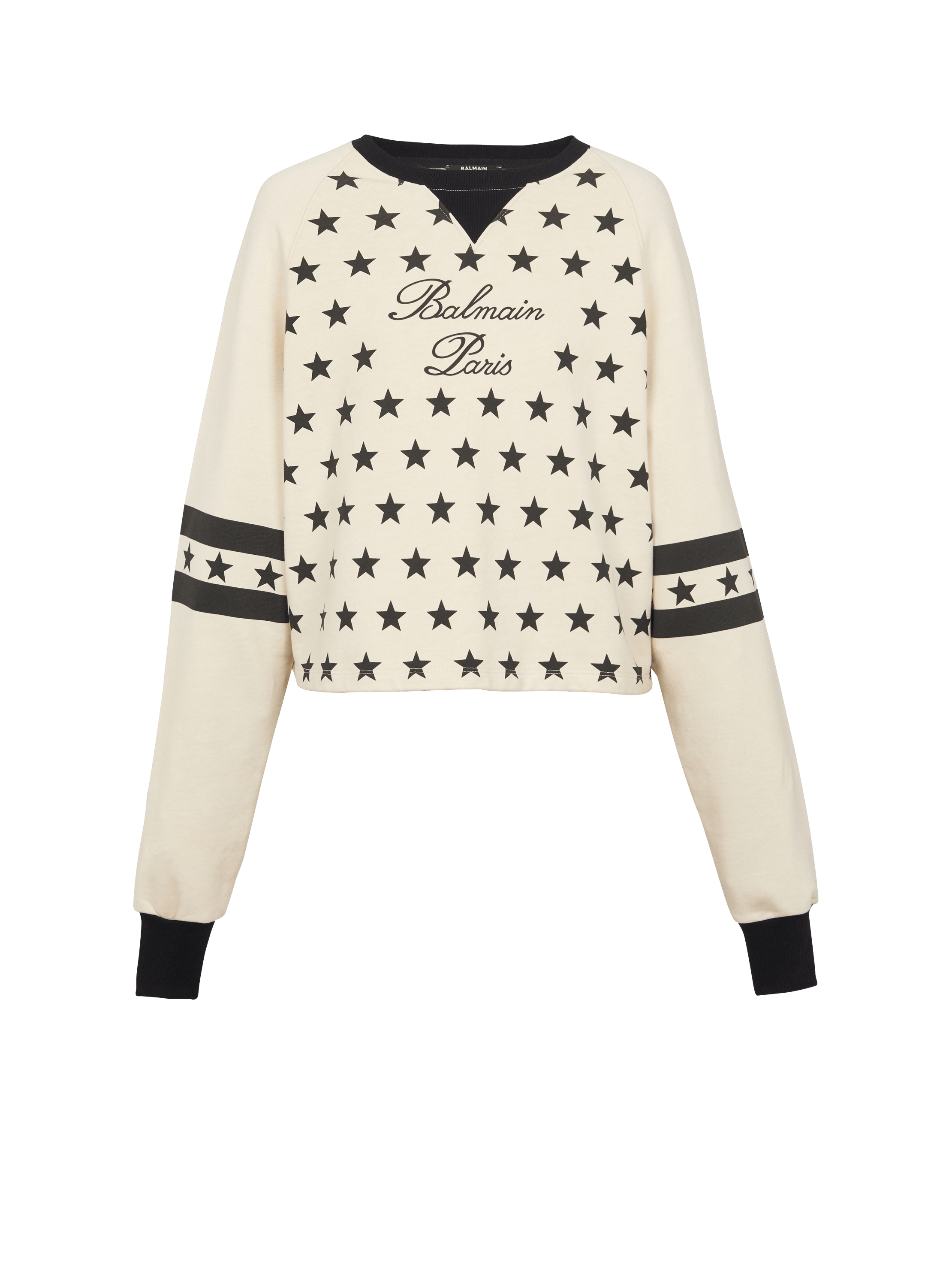 Balmain Signature Sweatshirt mit Sternen, beige, hi-res
