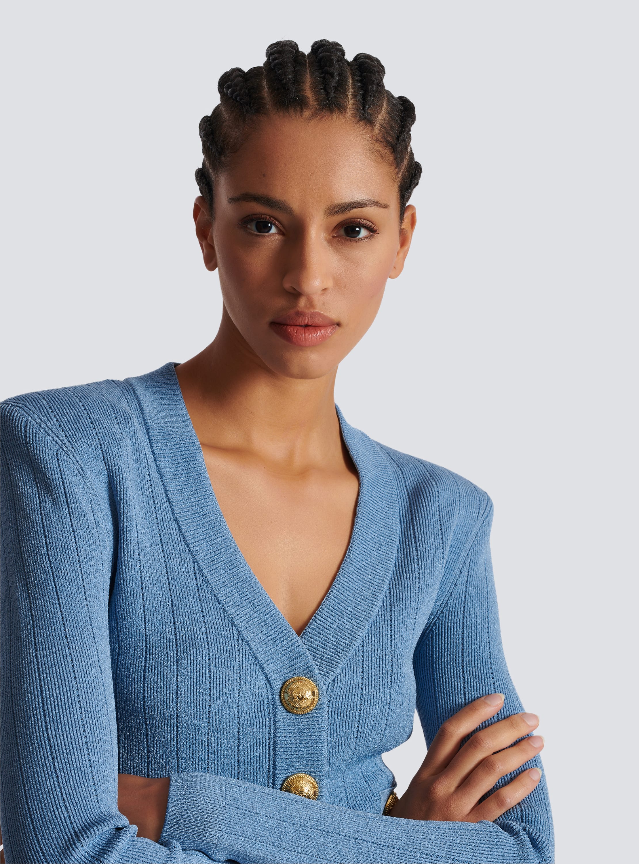 Patou button-fastening knitted cardigan - Blue