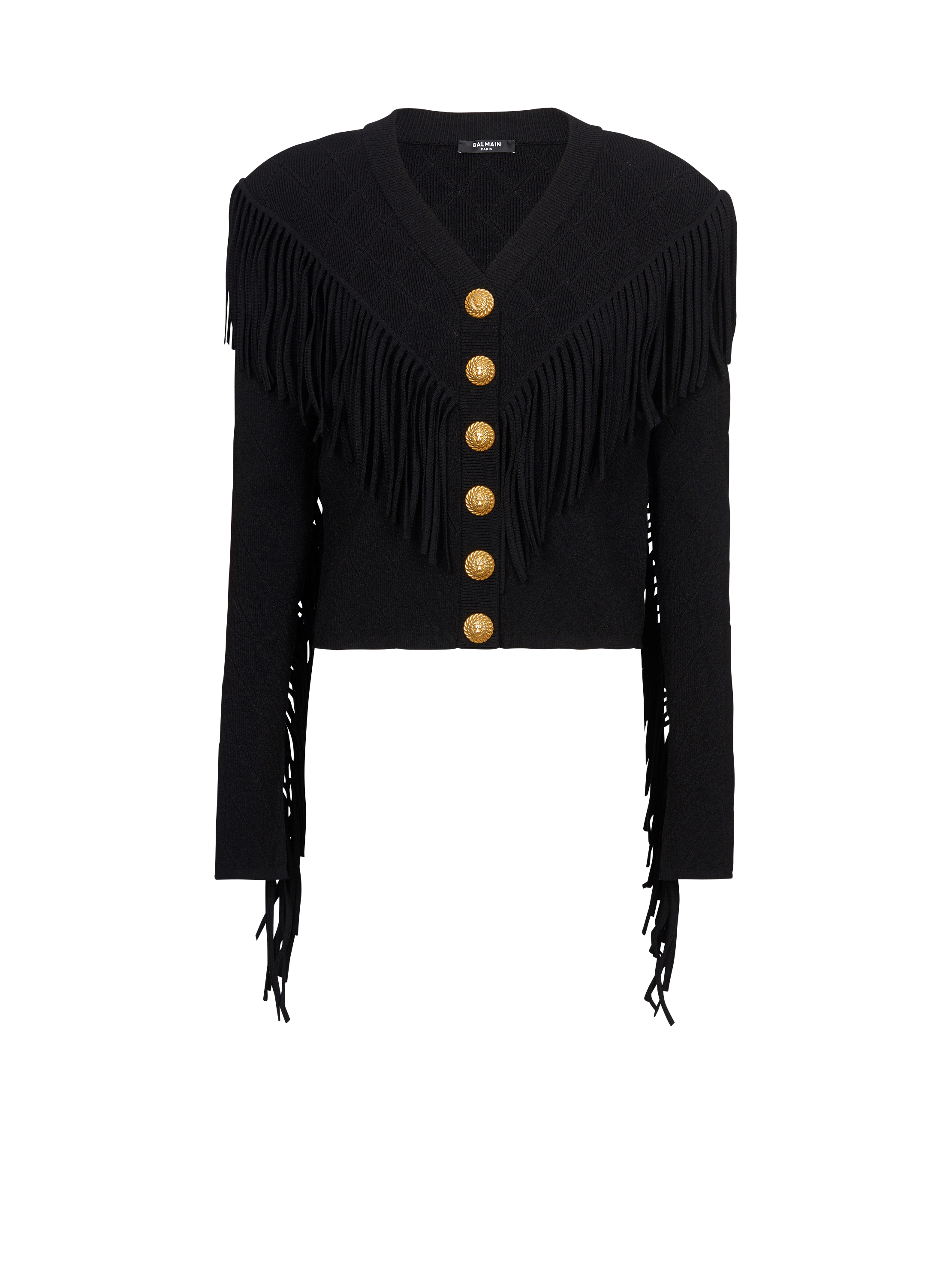 Fringed fine knit cardigan