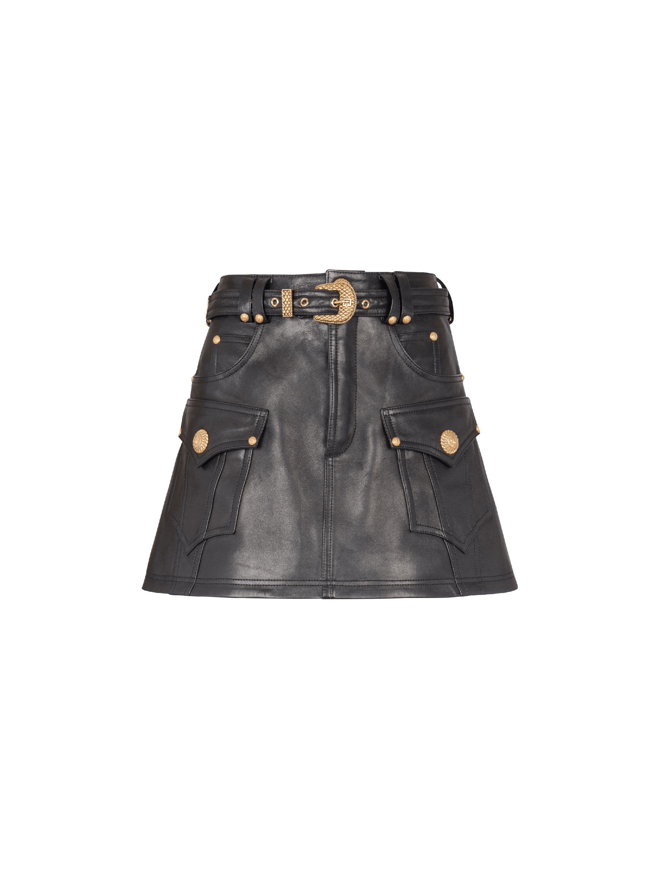 Western leather A-line skirt black - Women | BALMAIN