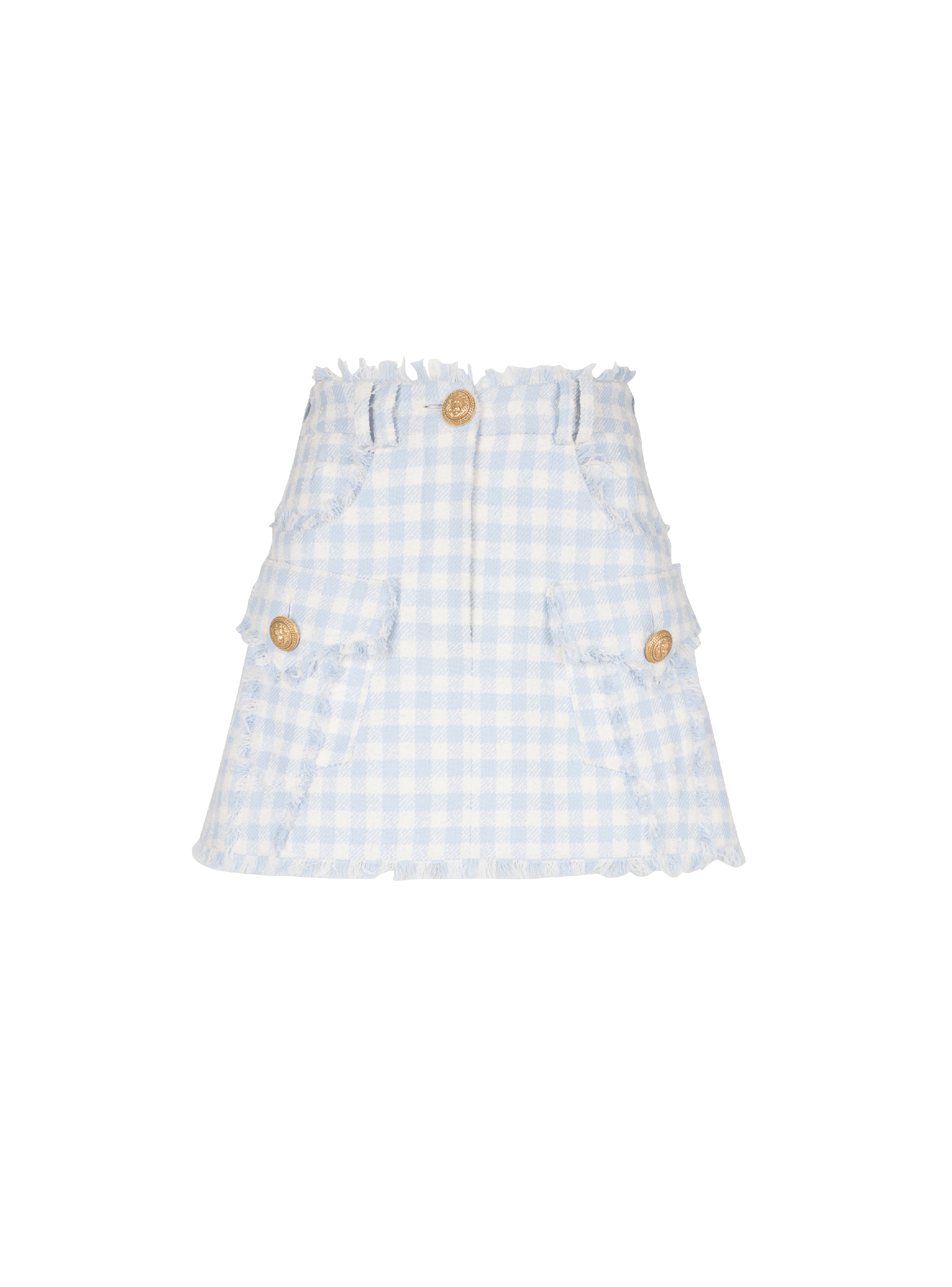Gingham tweed A-line skirt